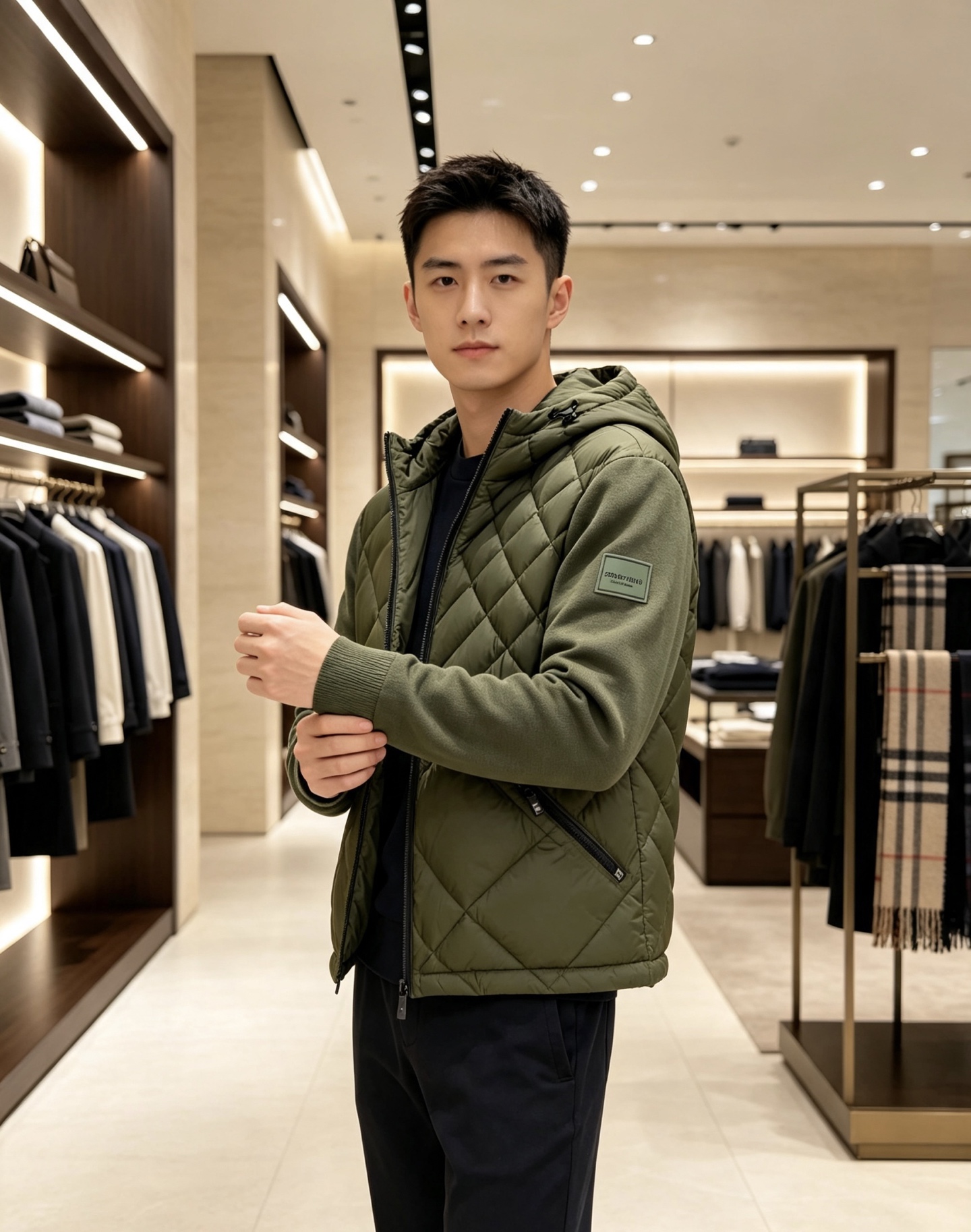 Burberry 巴宝莉 2026秋冬轻熟风菱格连帽羽绒服,菱形分格充绒,上身轻盈蓬松不压身;衣身羽绒面料搭配针织拼接衣 Burberry 巴宝莉 2026秋冬轻熟风菱格连帽羽绒服,菱形分格充绒,上身轻盈蓬松不压身;衣身羽绒面料搭配针织拼接衣