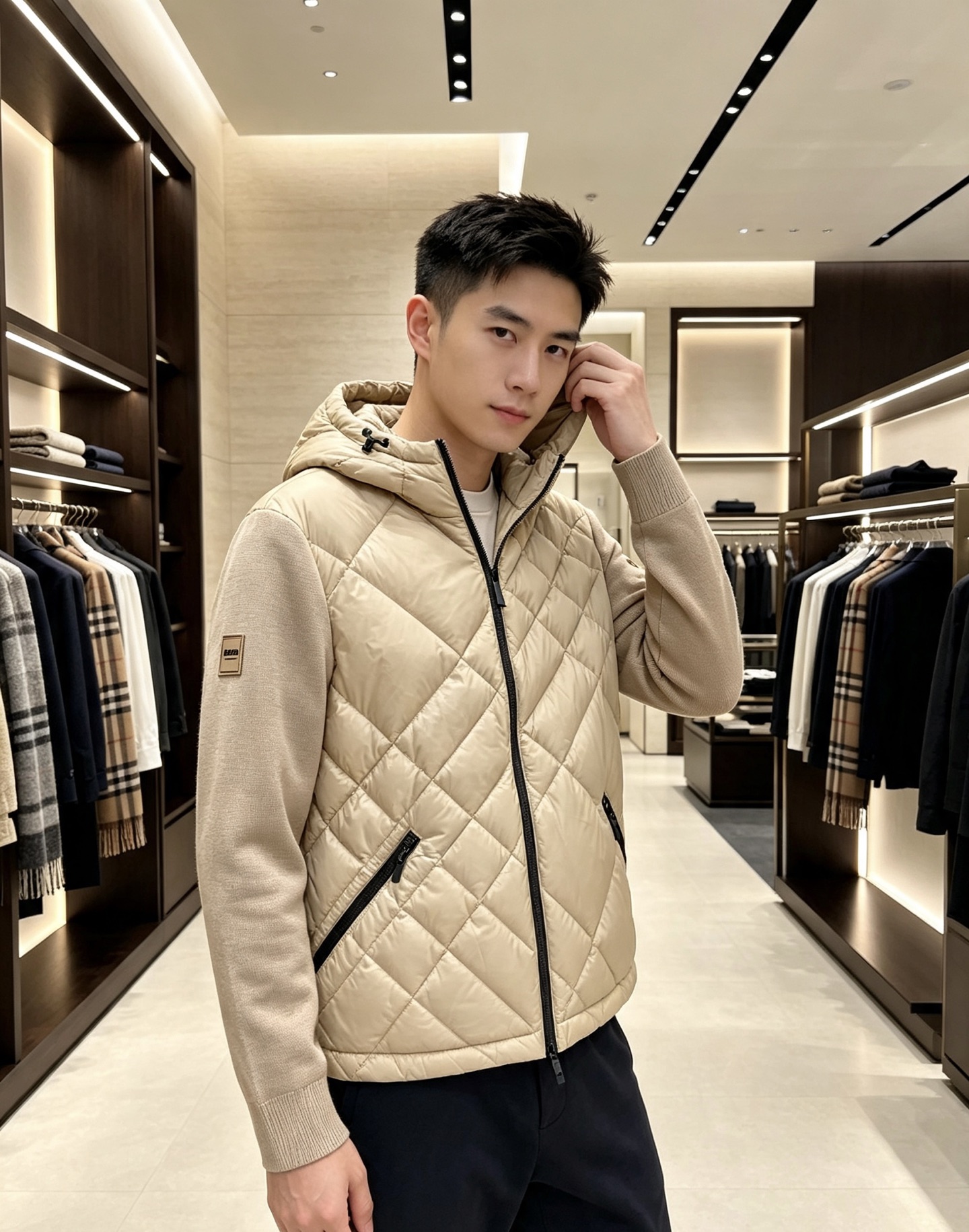 Burberry 巴宝莉 2026秋冬轻熟风菱格连帽羽绒服,菱形分格充绒,上身轻盈蓬松不压身;衣身羽绒面料搭配针织拼接衣 Burberry 巴宝莉 2026秋冬轻熟风菱格连帽羽绒服,菱形分格充绒,上身轻盈蓬松不压身;衣身羽绒面料搭配针织拼接衣