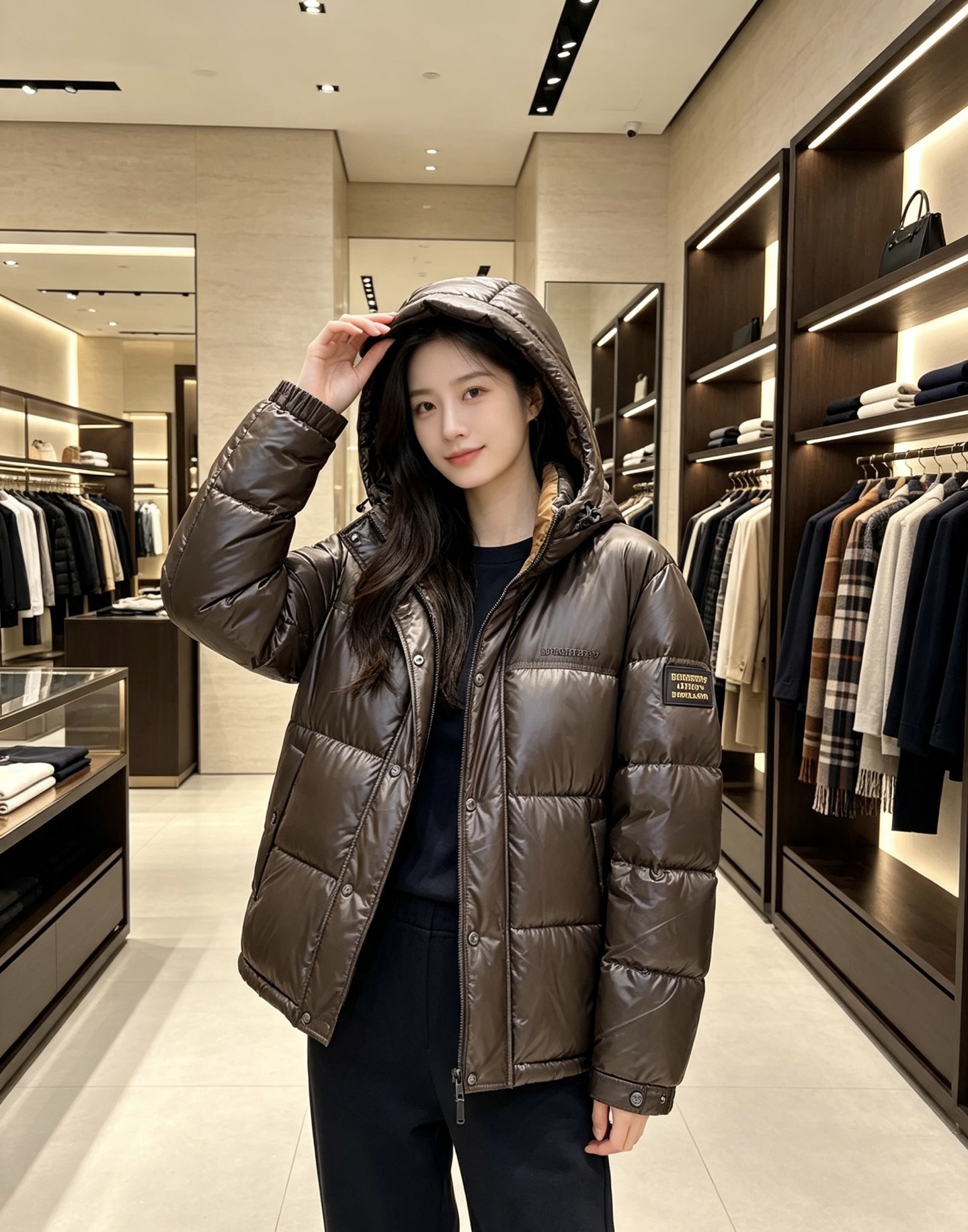 Burberry 2026秋冬新款巴宝莉连帽羽绒服 高级棕亮面面料,分格充绒不跑棉,蓬松保暖不显臃肿 内里经典格纹内衬, Burberry 2026秋冬新款巴宝莉连帽羽绒服 高级棕亮面面料,分格充绒不跑棉,蓬松保暖不显臃肿 内里经典格纹内衬,