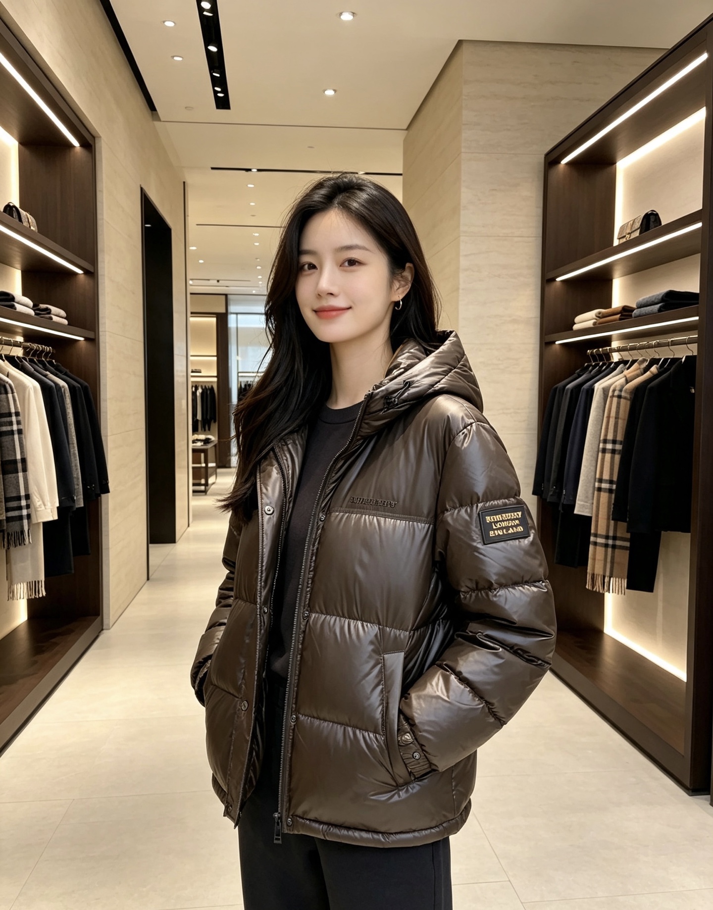 Burberry 2026秋冬新款巴宝莉连帽羽绒服 高级棕亮面面料,分格充绒不跑棉,蓬松保暖不显臃肿 内里经典格纹内衬, Burberry 2026秋冬新款巴宝莉连帽羽绒服 高级棕亮面面料,分格充绒不跑棉,蓬松保暖不显臃肿 内里经典格纹内衬,