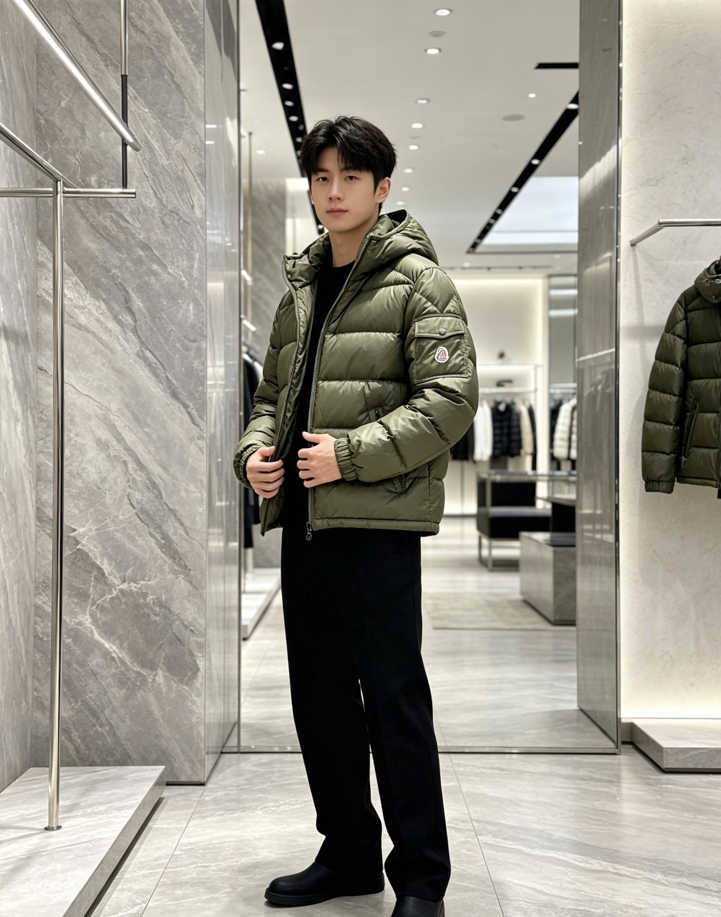 moncler 蒙口 2026秋冬新款连帽羽绒服 军绿、亮黑双色,风格区分清晰,受众全覆盖。 高密防风防水面料,表层顺滑 moncler 蒙口 2026秋冬新款连帽羽绒服 军绿、亮黑双色,风格区分清晰,受众全覆盖。 高密防风防水面料,表层顺滑