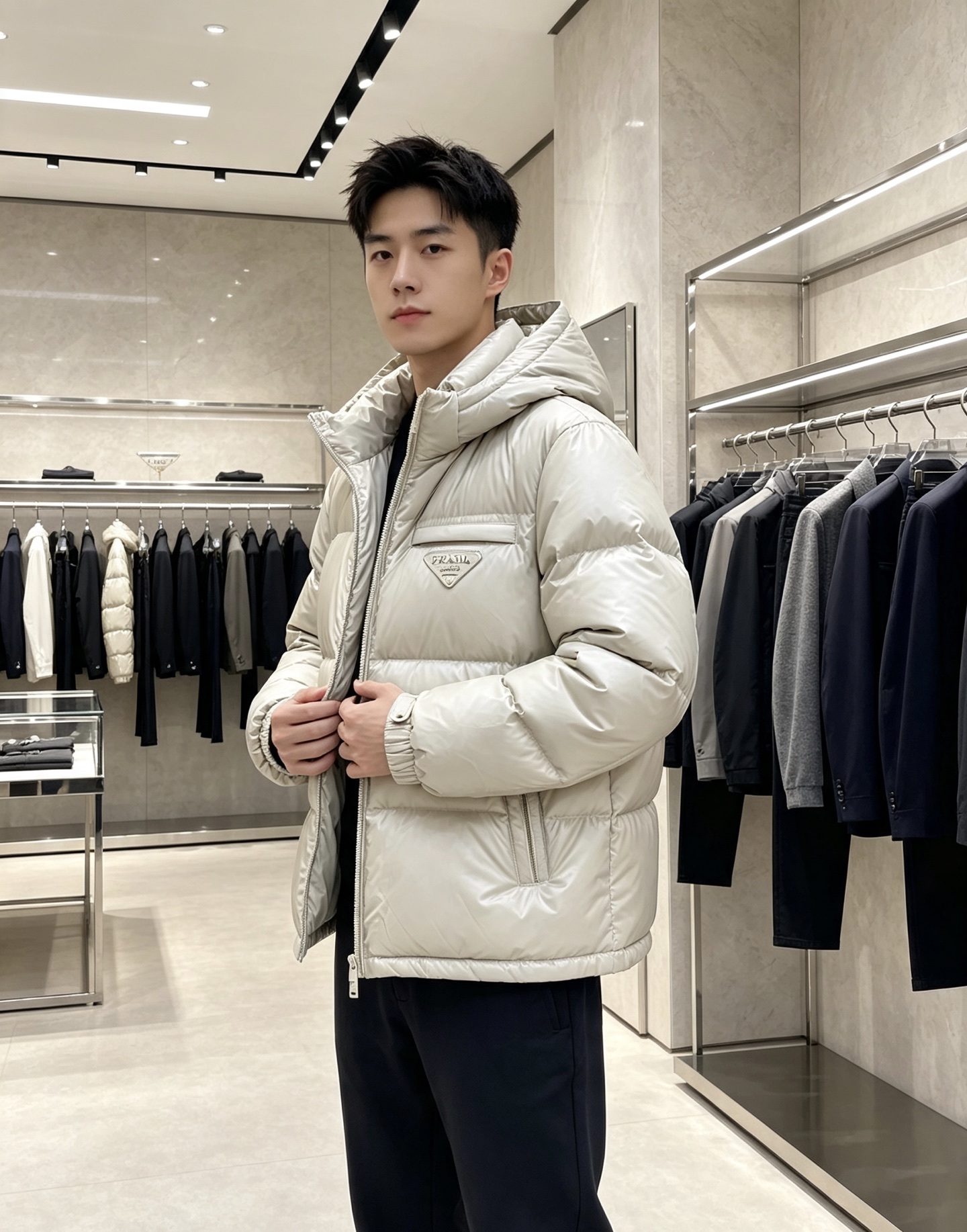 Prada 普拉达 2026秋冬重磅新款|Prada连帽短款羽绒服上新 经典三角金属铭牌,低调轻奢辨识度拉满 高光亮面防 Prada 普拉达 2026秋冬重磅新款|Prada连帽短款羽绒服上新 经典三角金属铭牌,低调轻奢辨识度拉满 高光亮面防