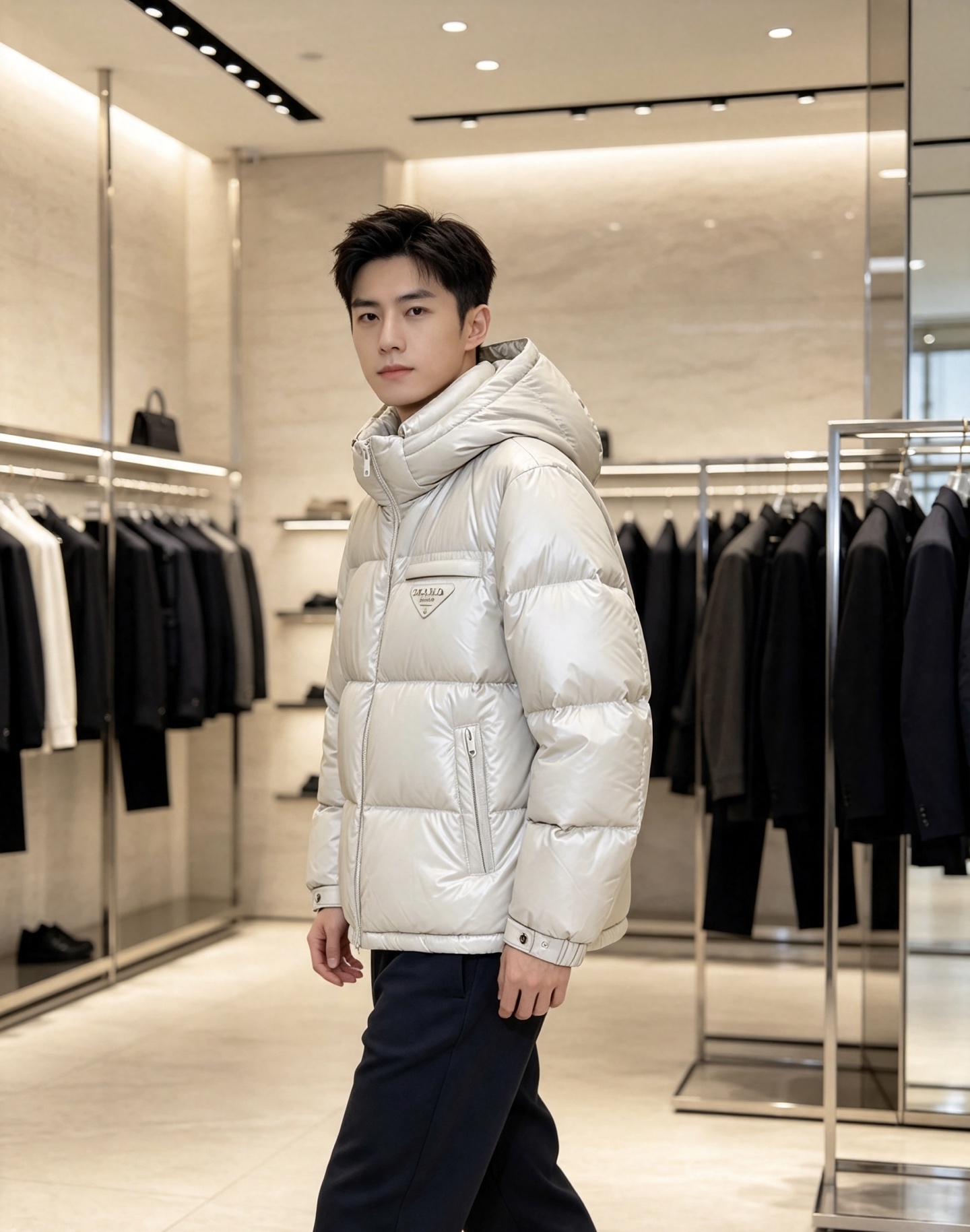 Prada 普拉达 2026秋冬重磅新款|Prada连帽短款羽绒服上新 经典三角金属铭牌,低调轻奢辨识度拉满 高光亮面防 Prada 普拉达 2026秋冬重磅新款|Prada连帽短款羽绒服上新 经典三角金属铭牌,低调轻奢辨识度拉满 高光亮面防