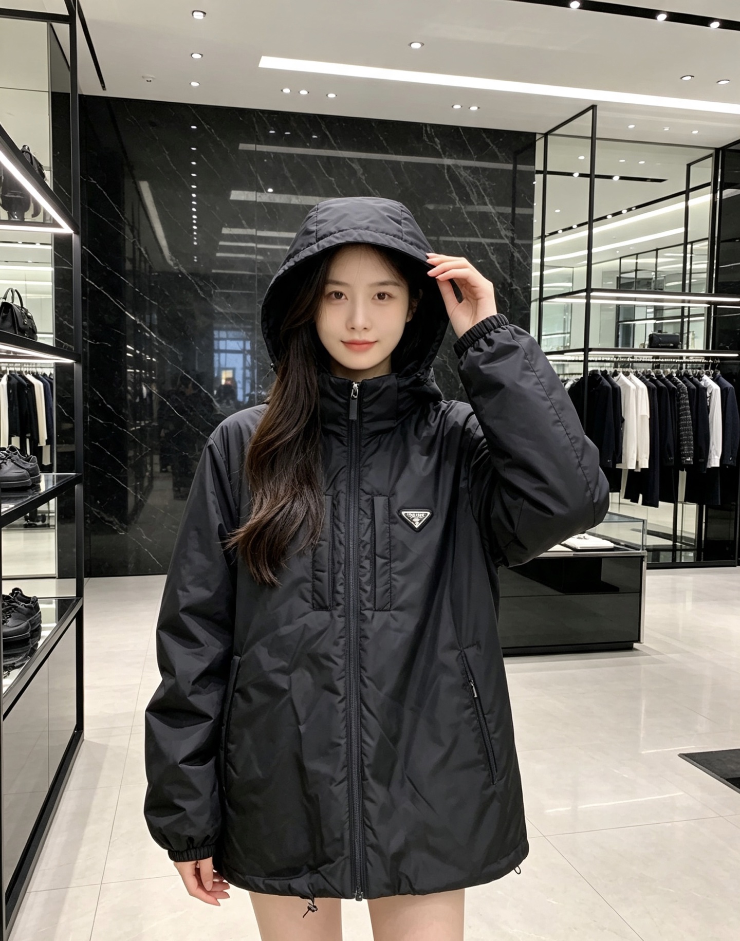 Prada 普拉达 2026秋冬新款连帽轻薄羽绒服,90白鸭绒填充,轻便柔和不压身 防水防风顺滑面料,经典三角标简约大气 Prada 普拉达 2026秋冬新款连帽轻薄羽绒服,90白鸭绒填充,轻便柔和不压身 防水防风顺滑面料,经典三角标简约大气