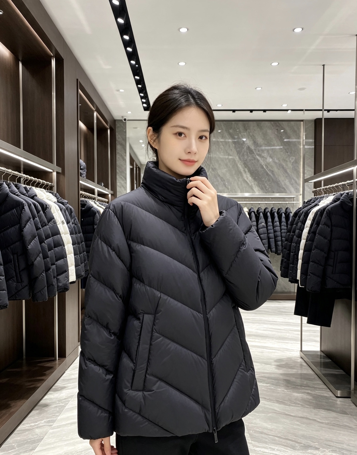 Moncler 蒙口 2026秋冬V型衍缝立领轻量羽绒服 定制斜向V型充绒分格,定型不跑绒,线条显瘦利落 高领防风立领设 Moncler 蒙口 2026秋冬V型衍缝立领轻量羽绒服 定制斜向V型充绒分格,定型不跑绒,线条显瘦利落 高领防风立领设