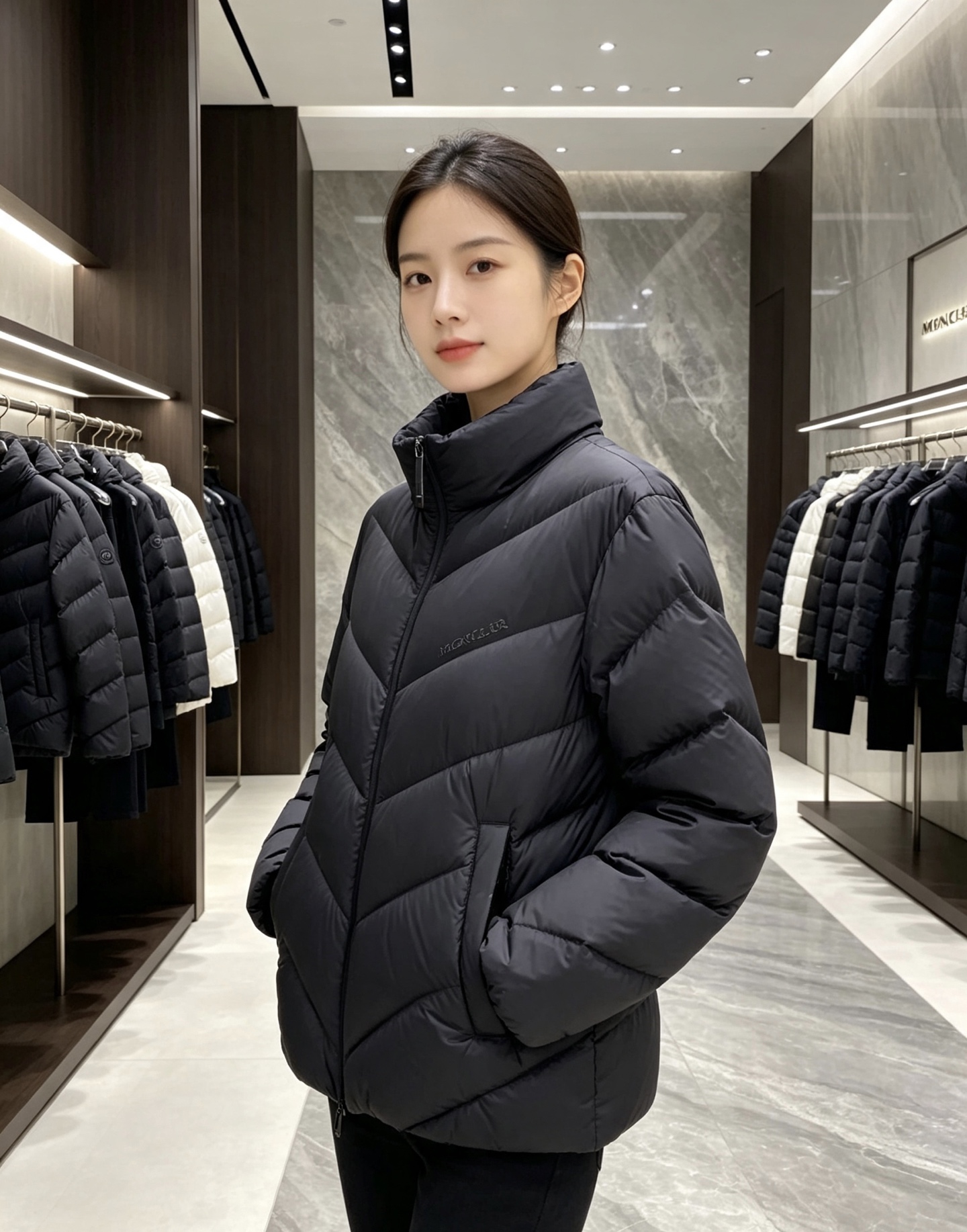 Moncler 蒙口 2026秋冬V型衍缝立领轻量羽绒服 定制斜向V型充绒分格,定型不跑绒,线条显瘦利落 高领防风立领设 Moncler 蒙口 2026秋冬V型衍缝立领轻量羽绒服 定制斜向V型充绒分格,定型不跑绒,线条显瘦利落 高领防风立领设