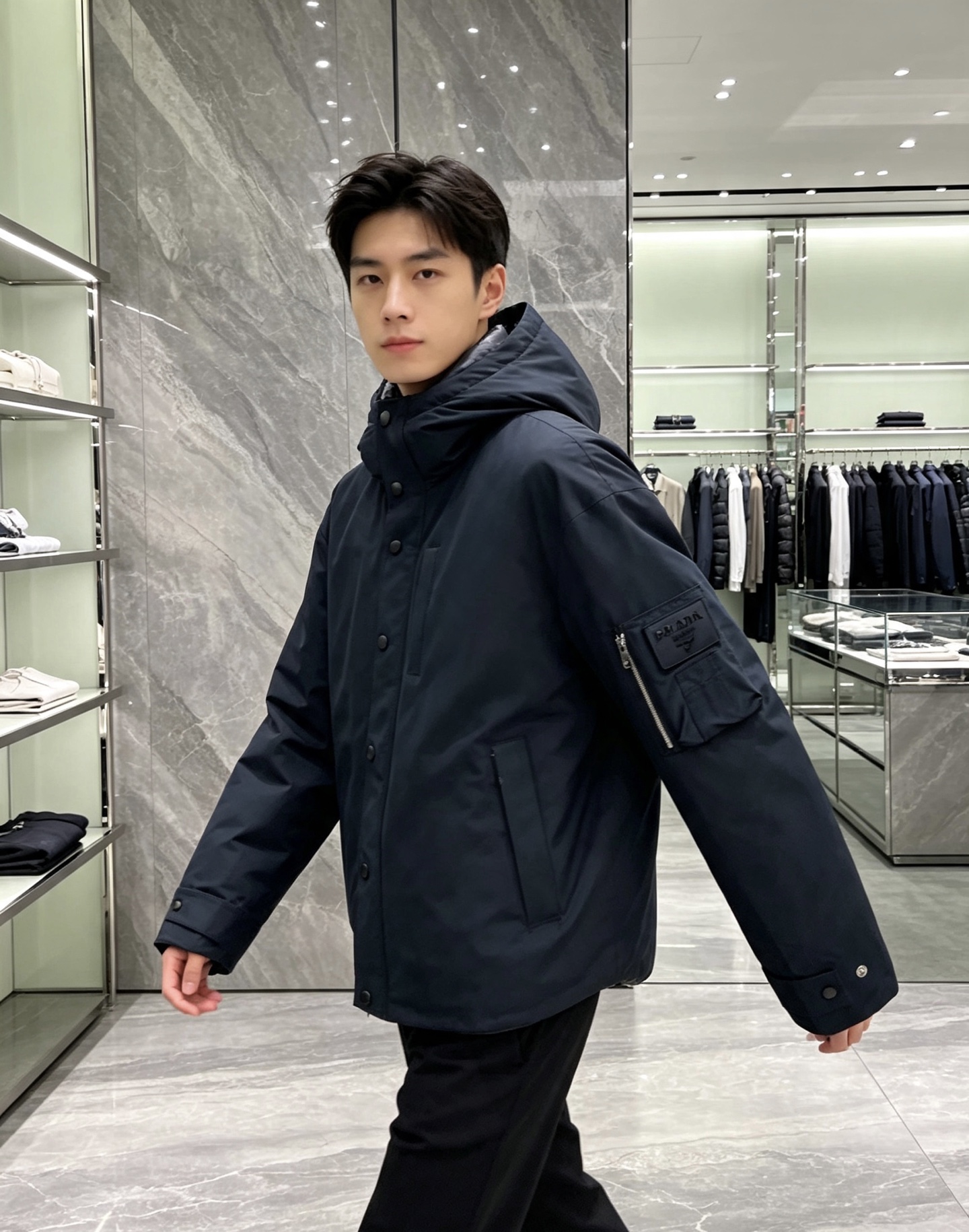 Prada 普拉达 2026秋冬新款工装连帽短款羽绒服外套,防风梭织面料,挺括抗皱,防水耐穿 可拆卸立体连帽,秋冬大风天 Prada 普拉达 2026秋冬新款工装连帽短款羽绒服外套,防风梭织面料,挺括抗皱,防水耐穿 可拆卸立体连帽,秋冬大风天
