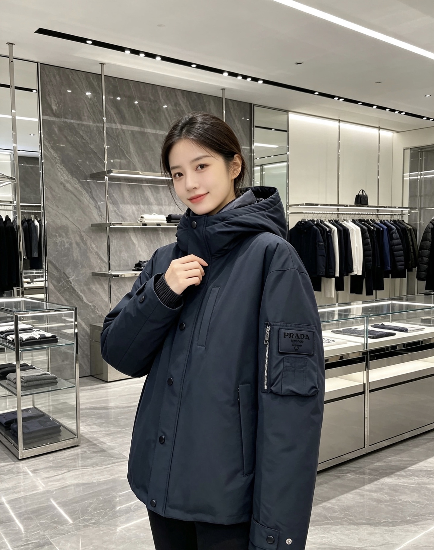Prada 普拉达 2026秋冬新款工装连帽短款羽绒服外套,防风梭织面料,挺括抗皱,防水耐穿 可拆卸立体连帽,秋冬大风天 Prada 普拉达 2026秋冬新款工装连帽短款羽绒服外套,防风梭织面料,挺括抗皱,防水耐穿 可拆卸立体连帽,秋冬大风天