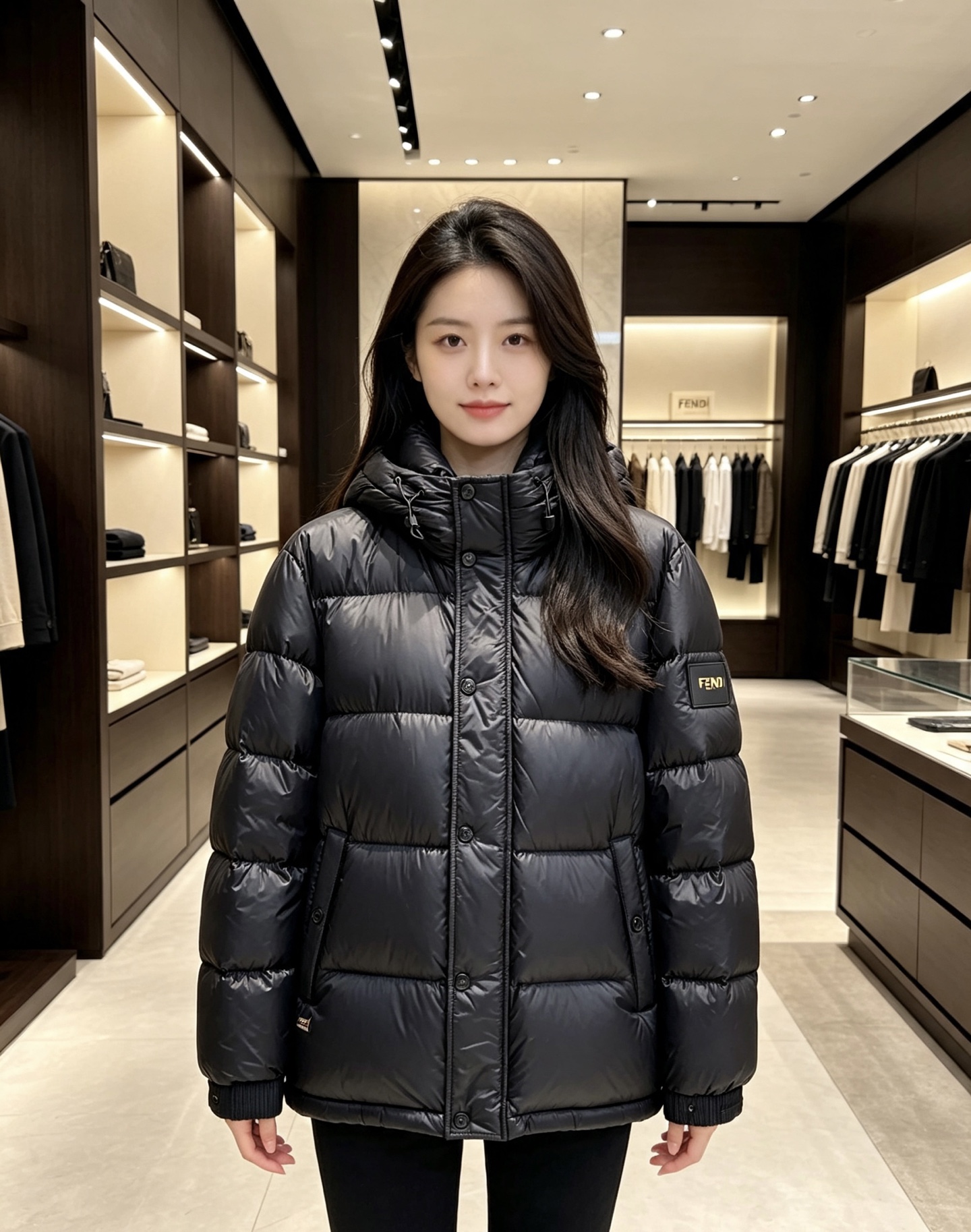FENDI|芬迪 2026秋冬黑色短款羽绒服 高含量95白鸭绒填充,蓬松保暖不压身 横条方格充绒工艺,均匀锁绒不易结块 FENDI|芬迪 2026秋冬黑色短款羽绒服 高含量95白鸭绒填充,蓬松保暖不压身 横条方格充绒工艺,均匀锁绒不易结块