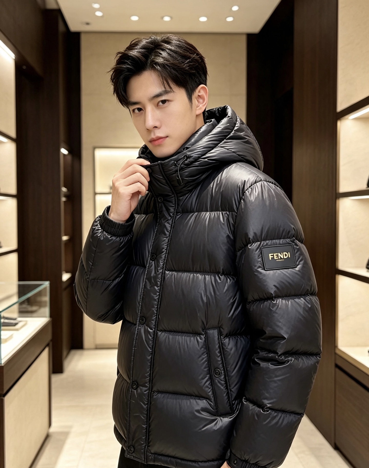 FENDI|芬迪 2026秋冬黑色短款羽绒服 高含量95白鸭绒填充,蓬松保暖不压身 横条方格充绒工艺,均匀锁绒不易结块 FENDI|芬迪 2026秋冬黑色短款羽绒服 高含量95白鸭绒填充,蓬松保暖不压身 横条方格充绒工艺,均匀锁绒不易结块