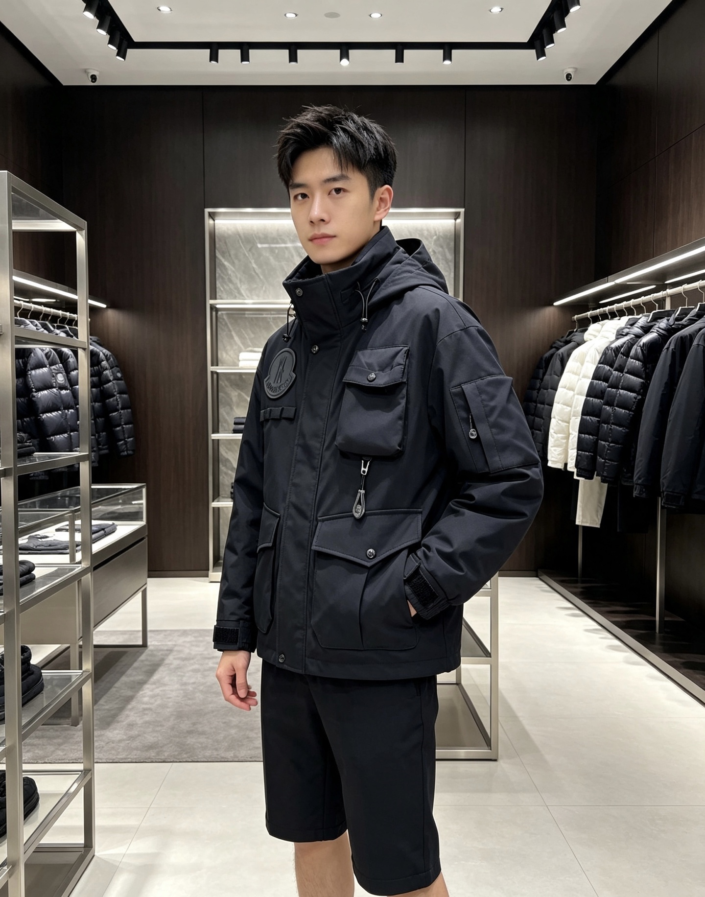 Moncler 蒙口2026秋冬新款羽绒服 重磅防风工装面料，挺括有型不易褶皱 丰富立体多口袋，兼具美观与实用性 胸前标