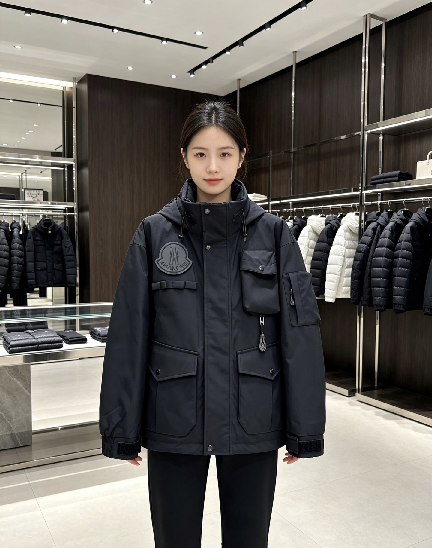 Moncler 蒙口2026秋冬新款羽绒服 重磅防风工装面料，挺括有型不易褶皱 丰富立体多口袋，兼具美观与实用性 胸前标