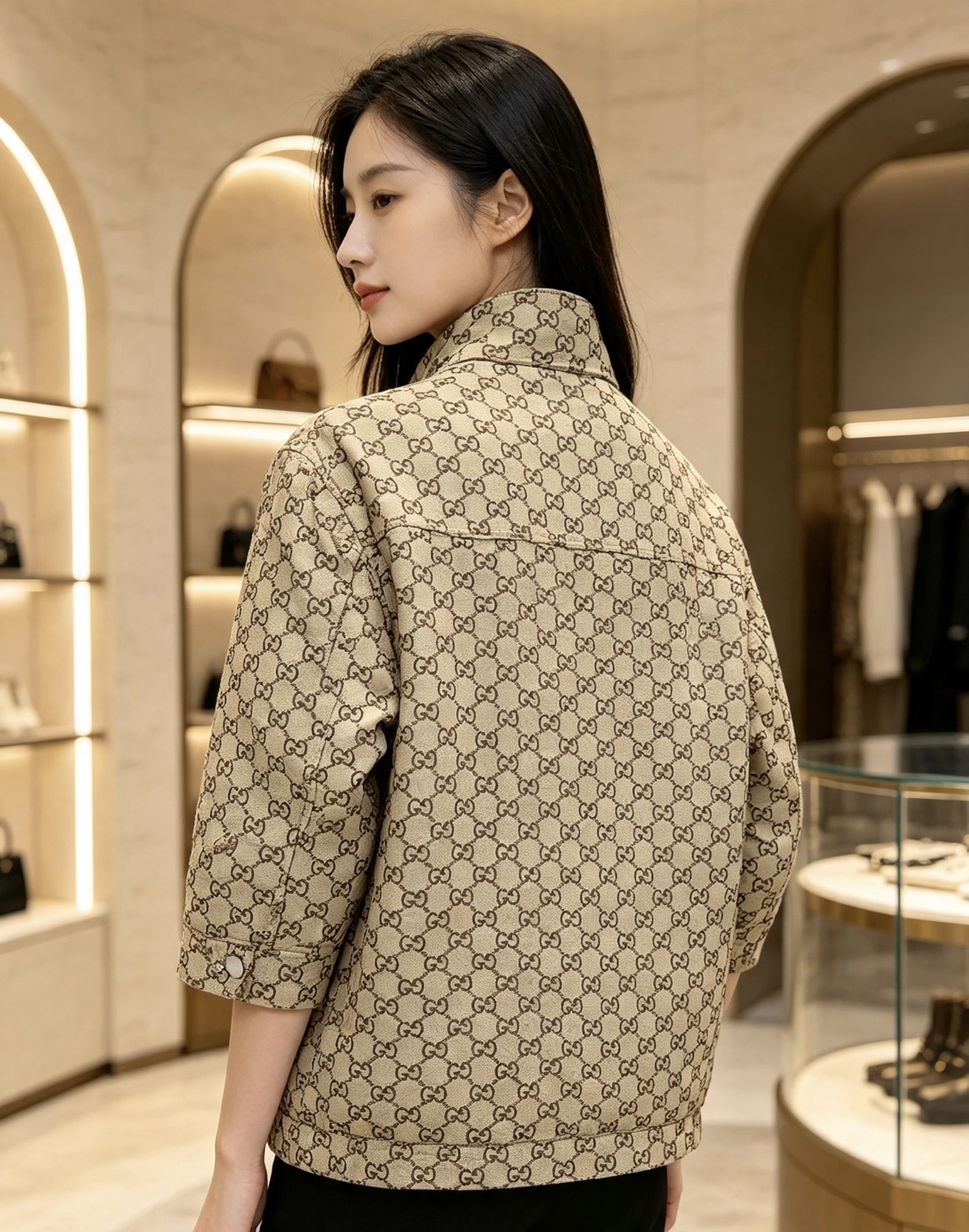Gucci｜古驰 2026秋冬新款立领羽绒服 经典GG老花满印面料，胸前精致品牌刺绣 配套原版定制五金，做工细节到位 立
