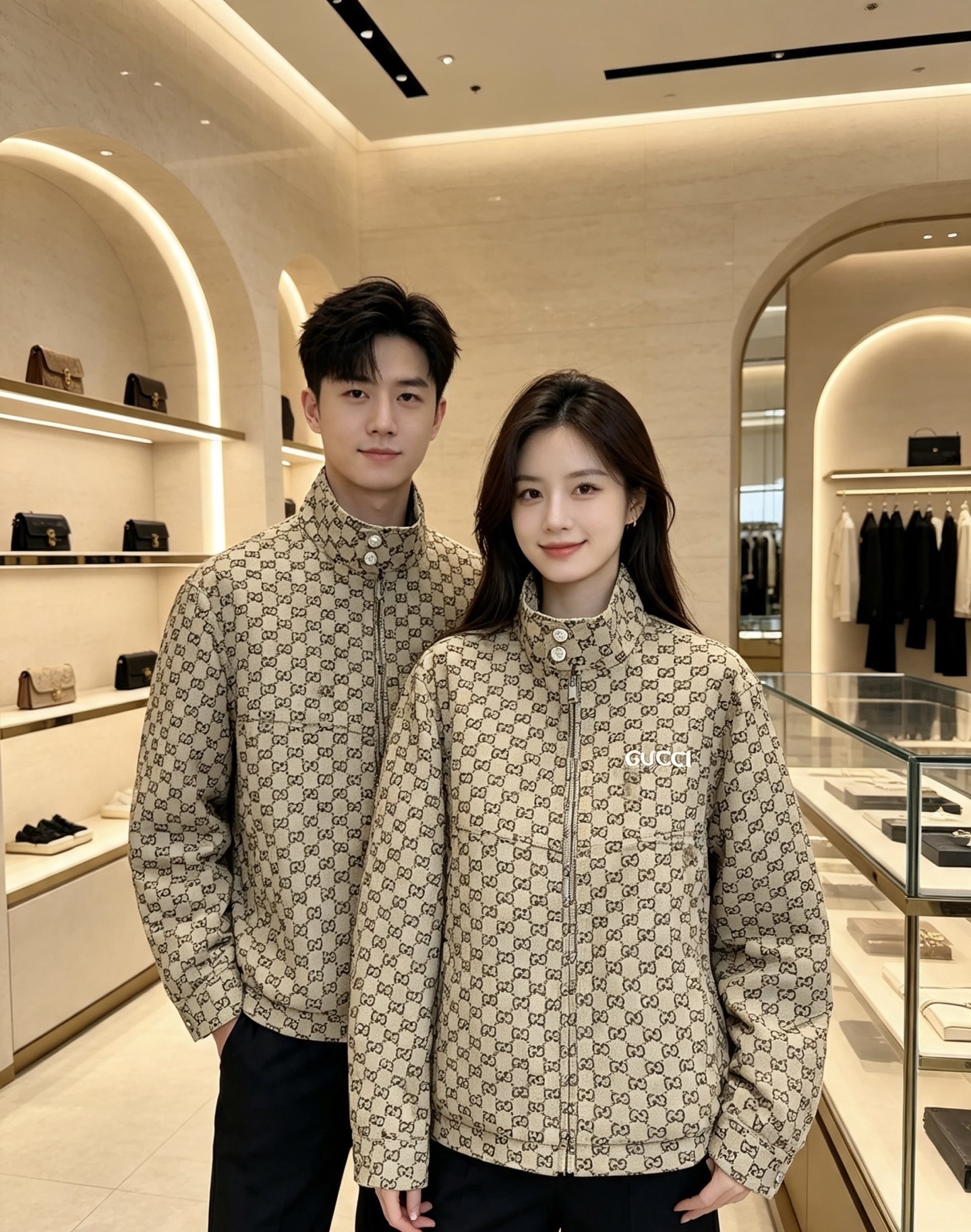Gucci｜古驰 2026秋冬新款立领羽绒服 经典GG老花满印面料，胸前精致品牌刺绣 配套原版定制五金，做工细节到位 立