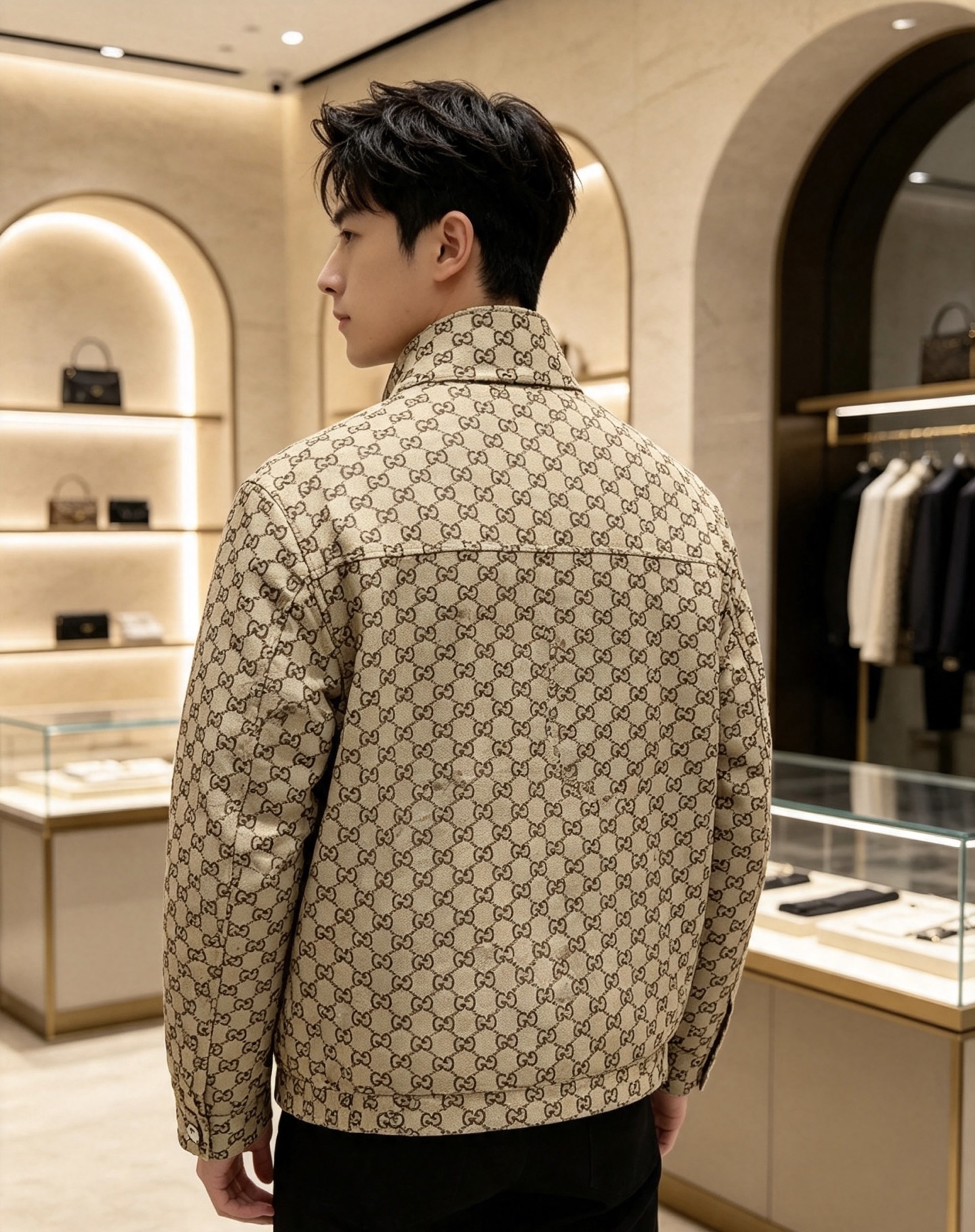 Gucci｜古驰 2026秋冬新款立领羽绒服 经典GG老花满印面料，胸前精致品牌刺绣 配套原版定制五金，做工细节到位 立