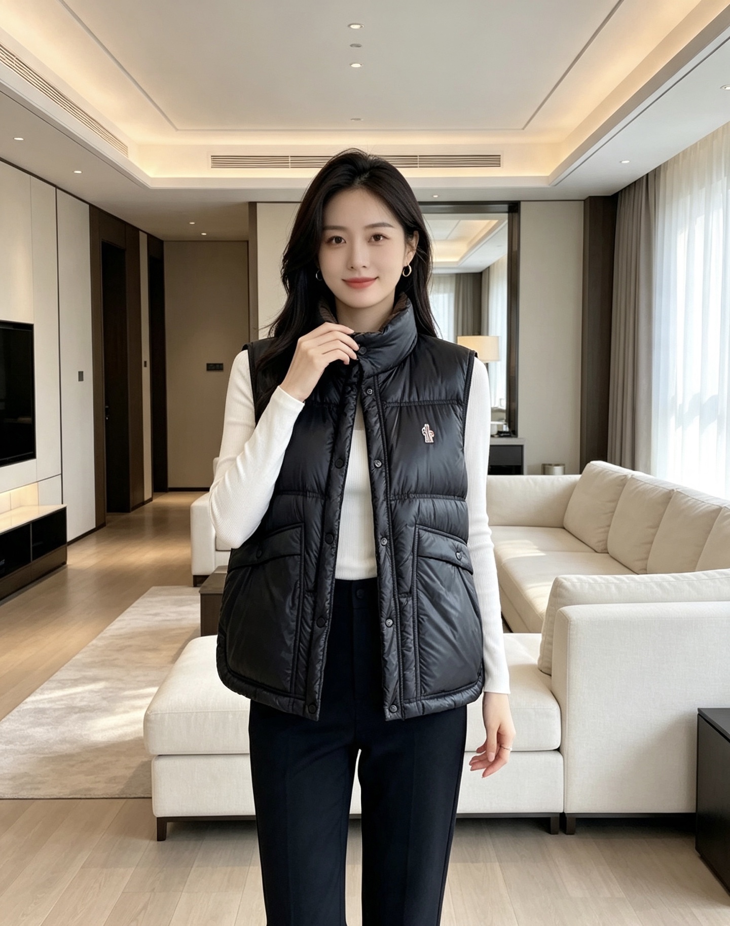 Moncler｜盟可睐 2026秋冬新款蒙口 90新国标白鸭绒填充 原版五金配件，纽扣刺绣细节高度还原 立领羽绒马甲，双
