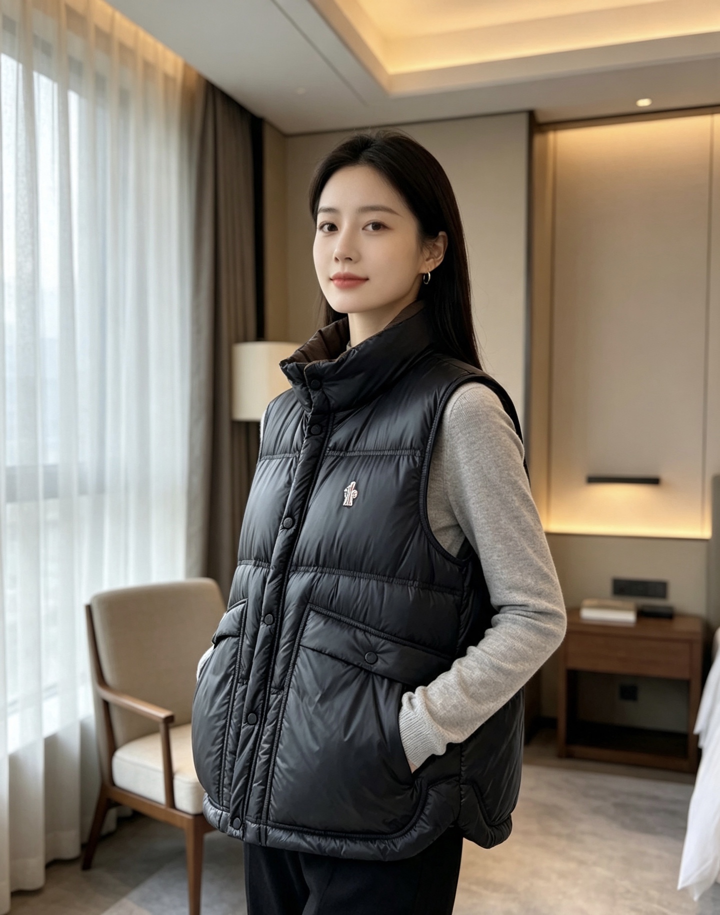 Moncler｜盟可睐 2026秋冬新款蒙口 90新国标白鸭绒填充 原版五金配件，纽扣刺绣细节高度还原 立领羽绒马甲，双