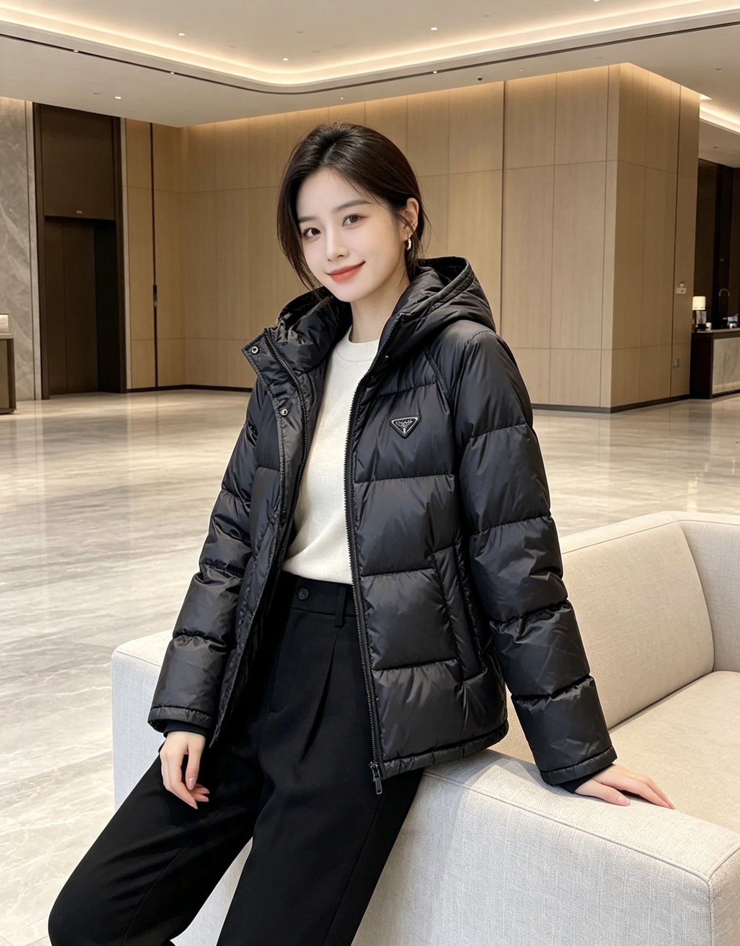 Prada&普拉达FW2026秋冬新款羽绒服。柜子在售款，一件难求。采用定制防风防雨面料，抗皱立挺有型，软糯亲肤，上身舒