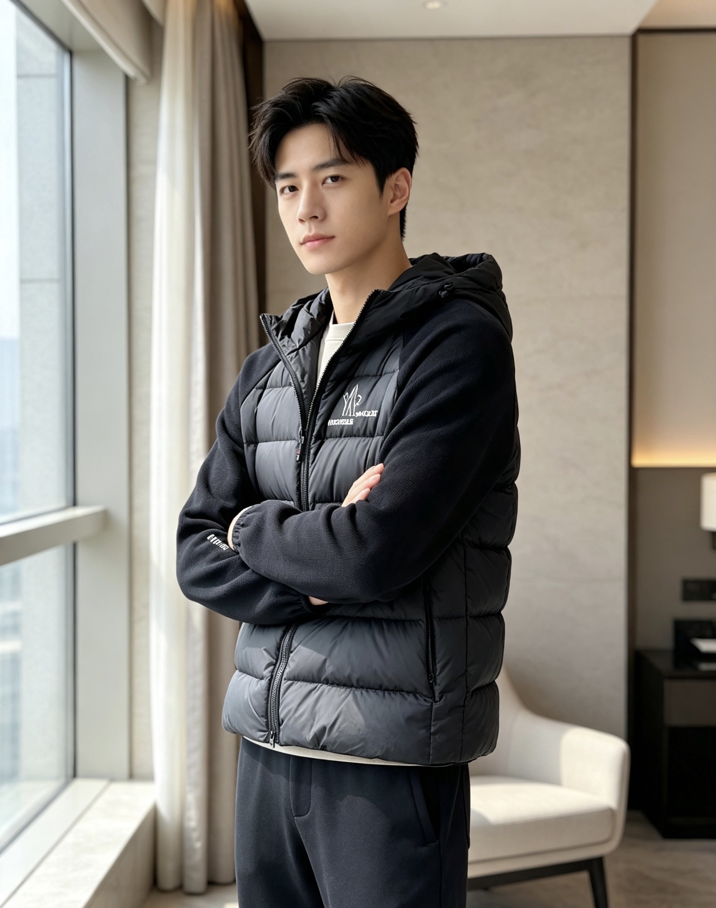 Moncler 蒙口 FW2026新款连帽拼羽绒夹克外套。经典款，一件难求。采用原版定制面料，正身充90绒，拼接设计，时