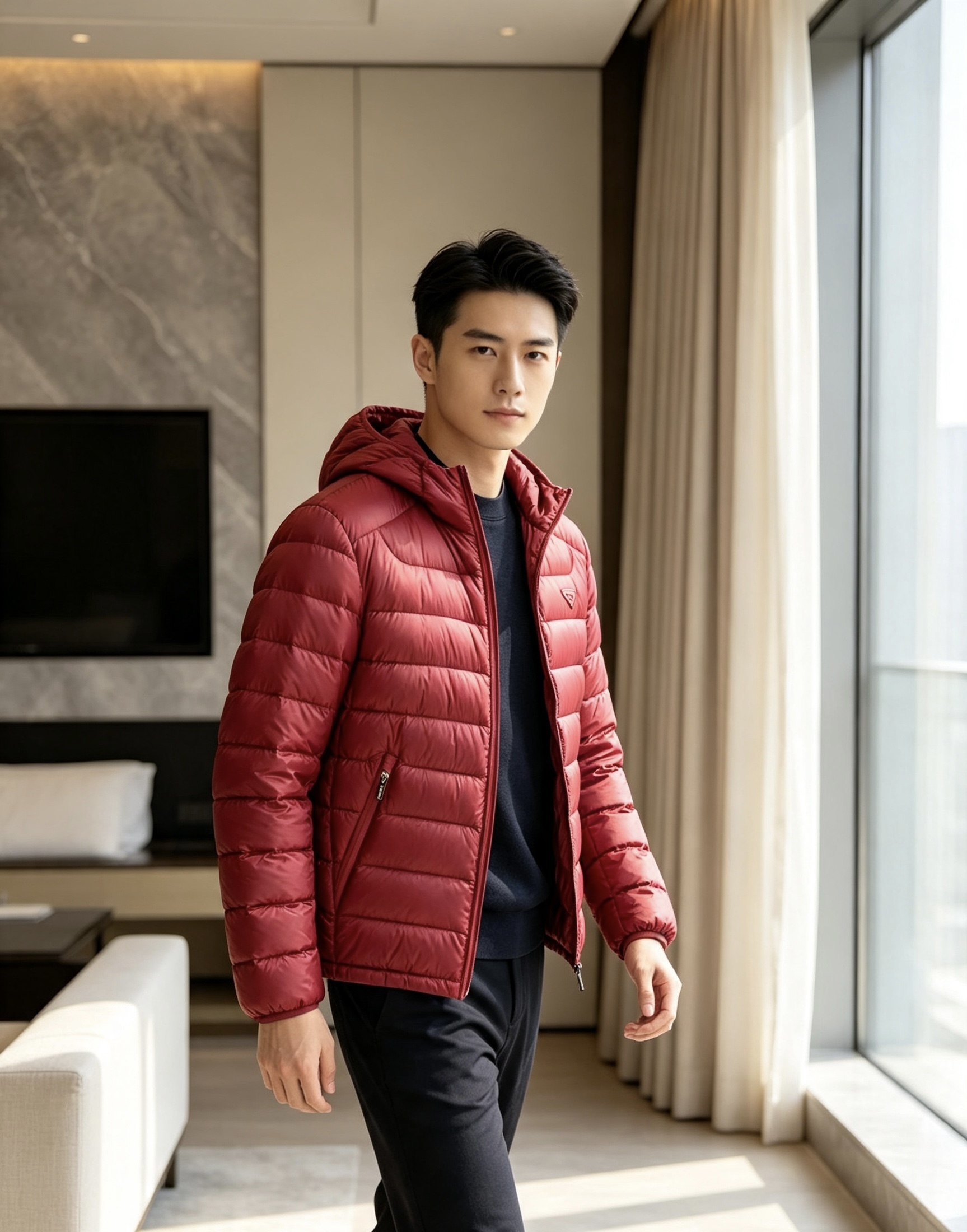 Prada 普拉达 2026秋冬新款三角标连帽轻薄羽绒,米白/酒红/藏蓝/黑四色男女同款。 横条分仓充绒,不跑绒不臃肿; Prada 普拉达 2026秋冬新款三角标连帽轻薄羽绒,米白/酒红/藏蓝/黑四色男女同款。 横条分仓充绒,不跑绒不臃肿;