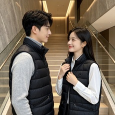 Moncler 蒙口 2026秋冬立领轻薄羽绒马甲,米白/棕/藏蓝三色 男女同款。 横格分仓充绒,轻便不跑绒;胸口经典圆 Moncler 蒙口 2026秋冬立领轻薄羽绒马甲,米白/棕/藏蓝三色 男女同款。 横格分仓充绒,轻便不跑绒;胸口经典圆