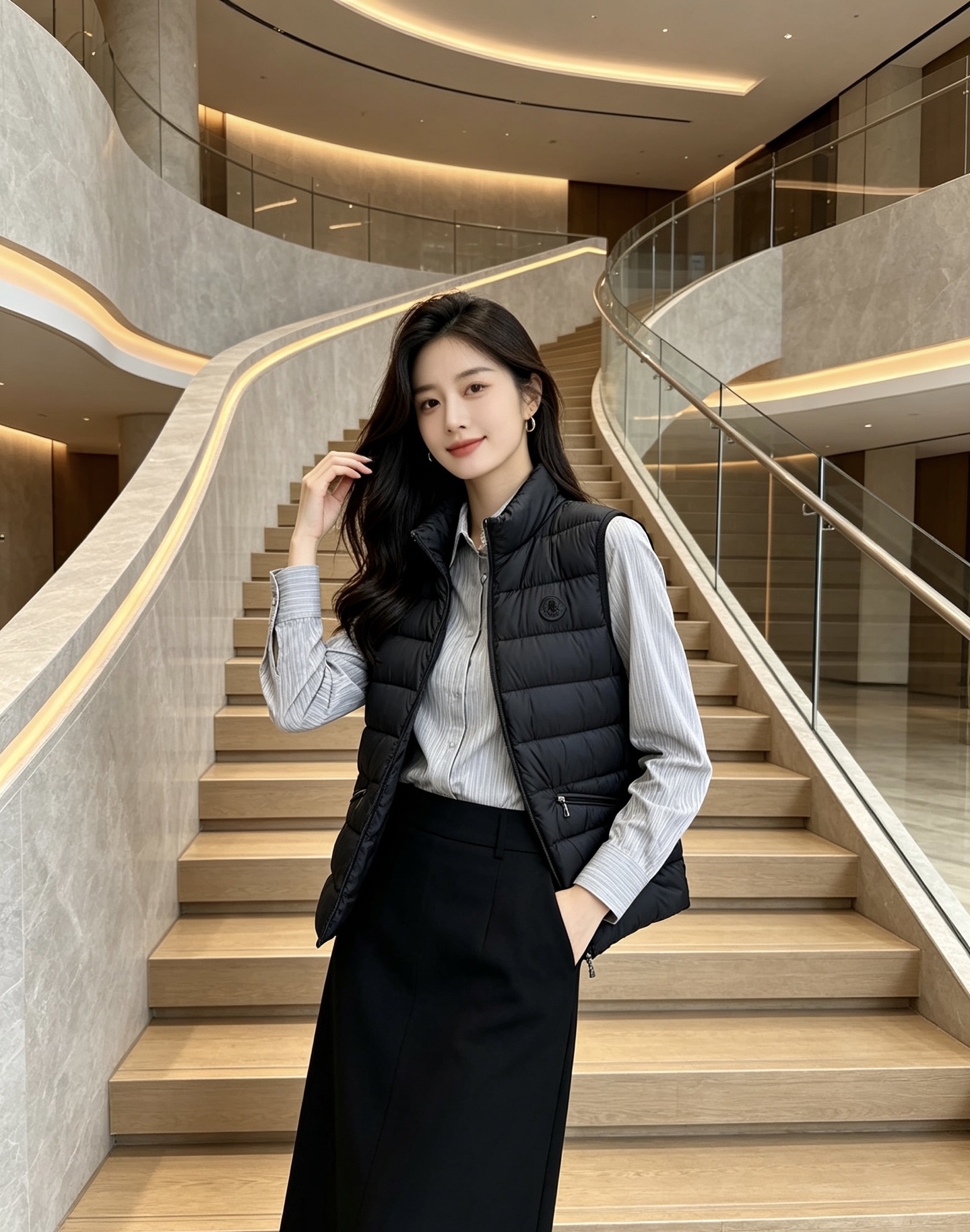 Moncler 蒙口 2026秋冬立领轻薄羽绒马甲,米白/棕/藏蓝三色 男女同款。 横格分仓充绒,轻便不跑绒;胸口经典圆 Moncler 蒙口 2026秋冬立领轻薄羽绒马甲,米白/棕/藏蓝三色 男女同款。 横格分仓充绒,轻便不跑绒;胸口经典圆