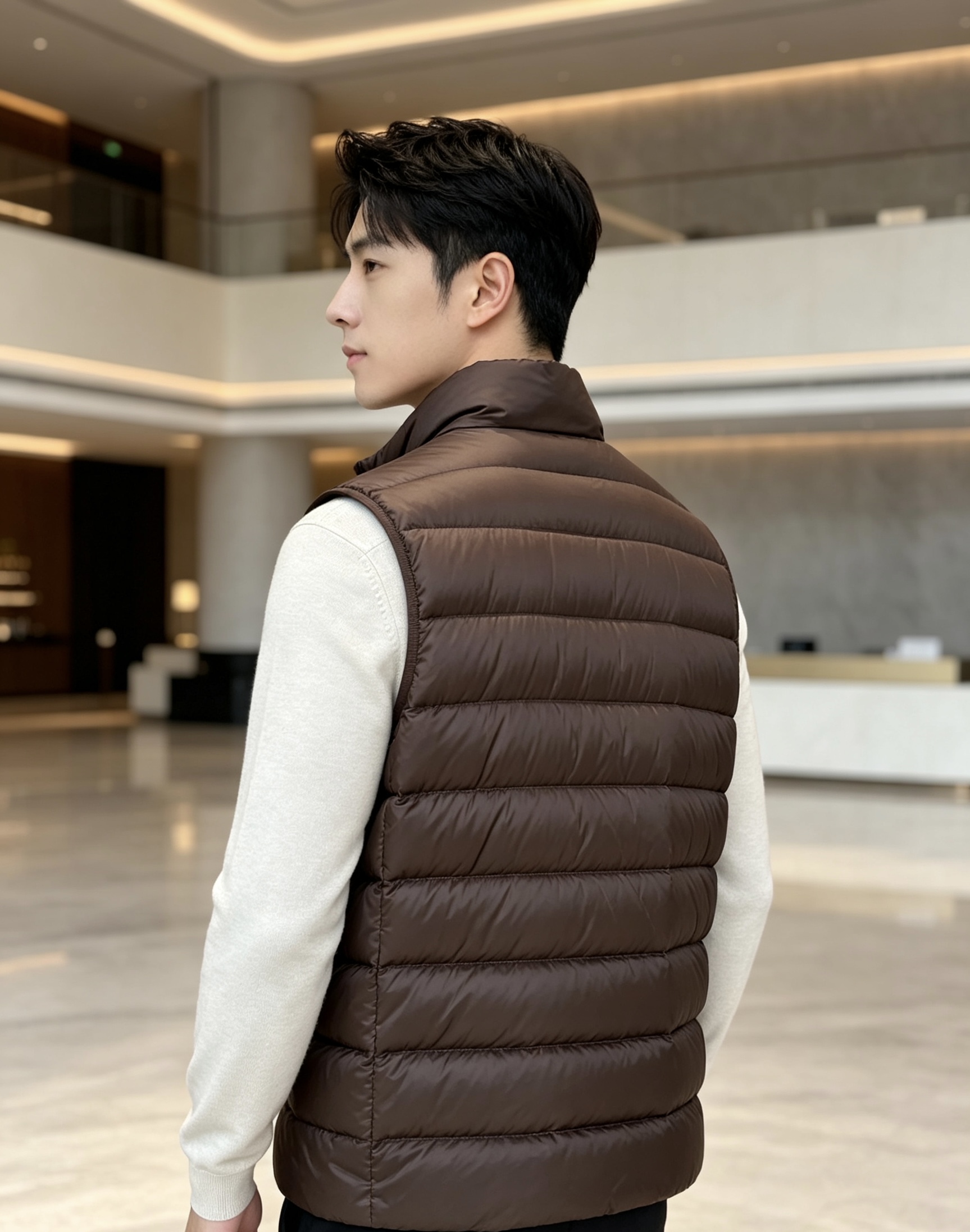 Moncler 蒙口 2026秋冬立领轻薄羽绒马甲,米白/棕/藏蓝三色 男女同款。 横格分仓充绒,轻便不跑绒;胸口经典圆 Moncler 蒙口 2026秋冬立领轻薄羽绒马甲,米白/棕/藏蓝三色 男女同款。 横格分仓充绒,轻便不跑绒;胸口经典圆