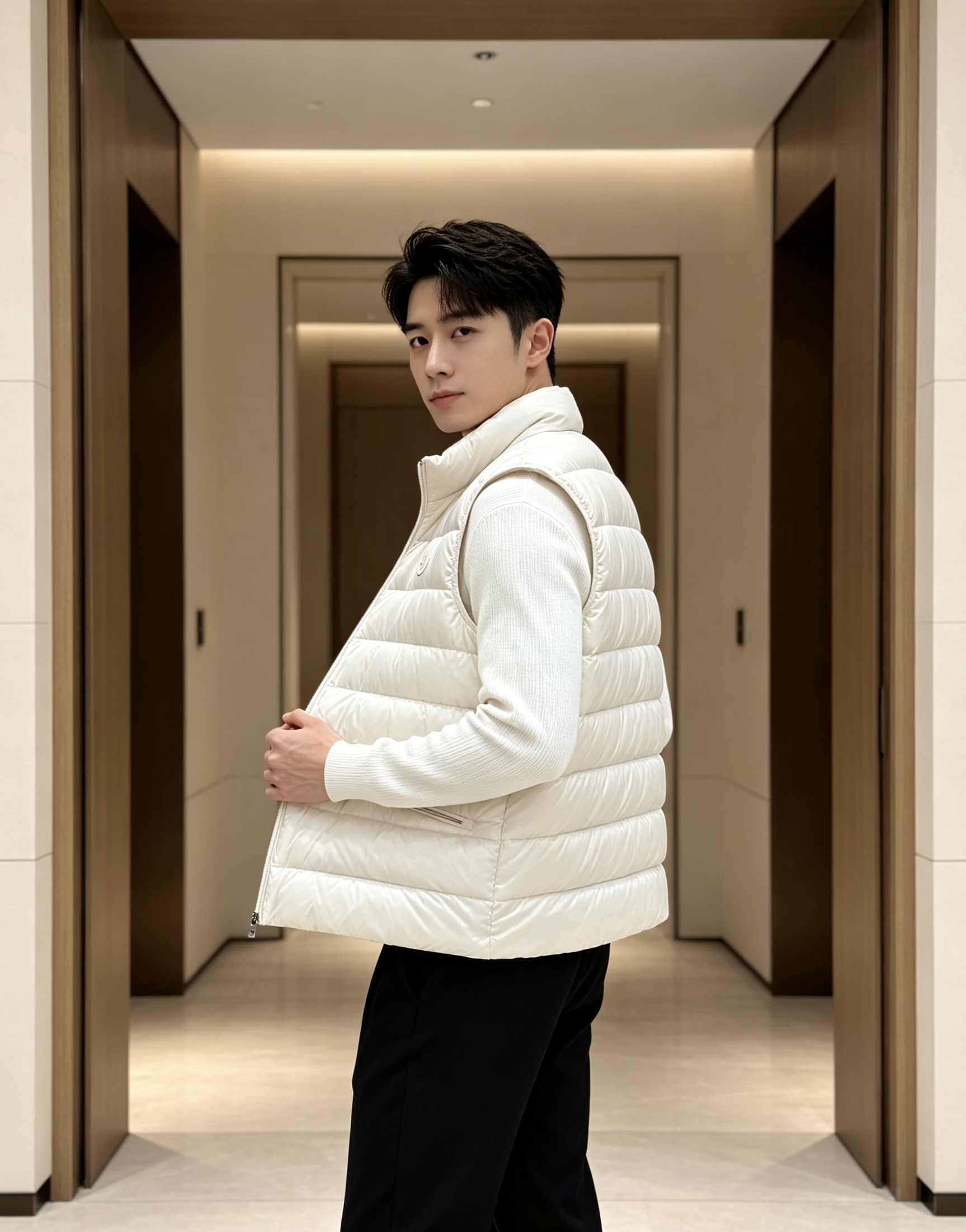Moncler 蒙口 2026秋冬立领轻薄羽绒马甲,米白/棕/藏蓝三色 男女同款。 横格分仓充绒,轻便不跑绒;胸口经典圆 Moncler 蒙口 2026秋冬立领轻薄羽绒马甲,米白/棕/藏蓝三色 男女同款。 横格分仓充绒,轻便不跑绒;胸口经典圆