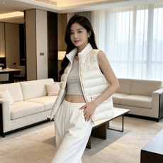 Moncler 蒙口 2026秋冬立领轻薄羽绒马甲,米白/棕/藏蓝三色 男女同款。 横格分仓充绒,轻便不跑绒;胸口经典圆 Moncler 蒙口 2026秋冬立领轻薄羽绒马甲,米白/棕/藏蓝三色 男女同款。 横格分仓充绒,轻便不跑绒;胸口经典圆
