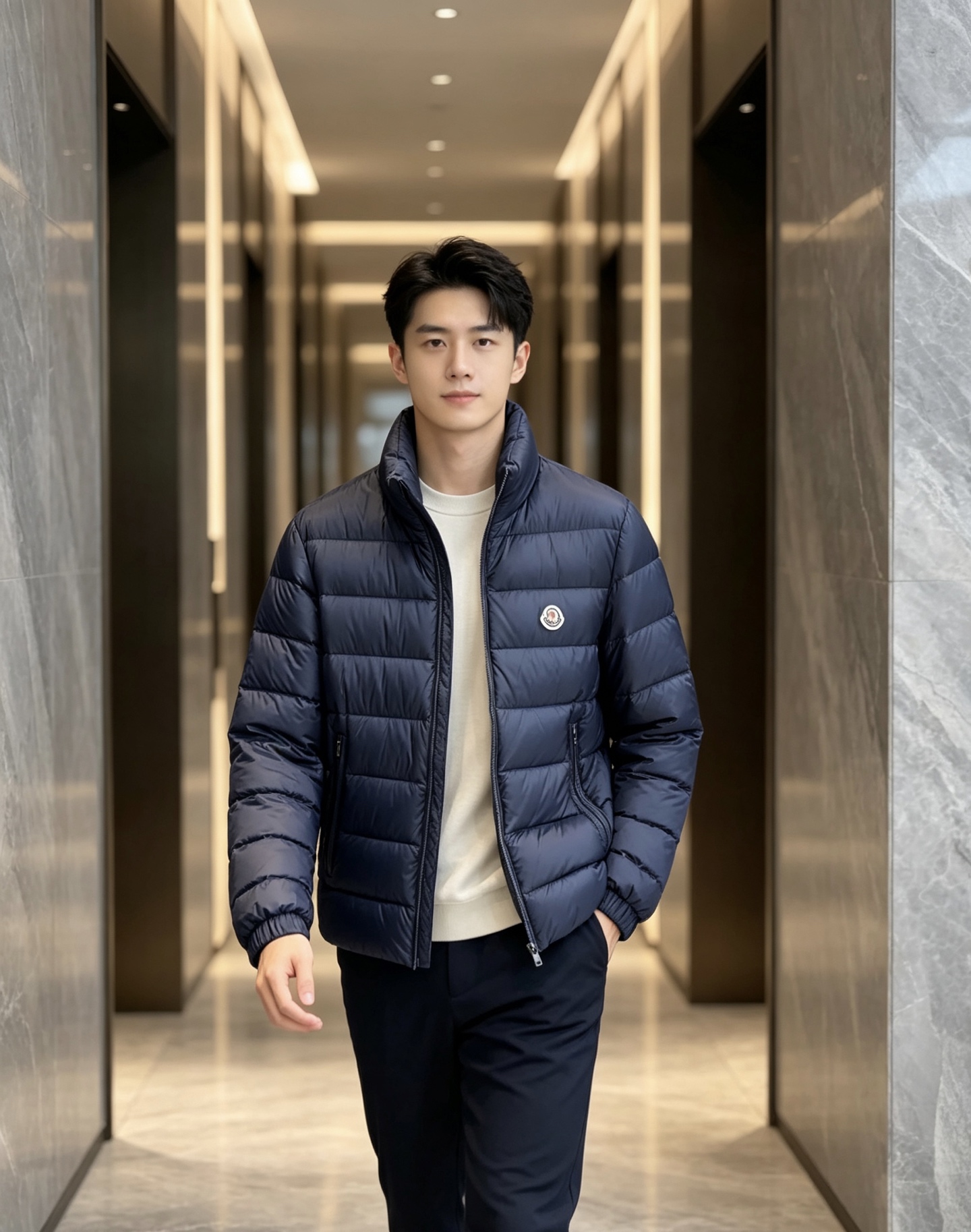 Moncler 蒙口 2026秋冬新款｜男士立领轻薄羽绒服上新 蒙口经典横条轻羽绒，藏青/黑双色齐发 极简立领防风设计，