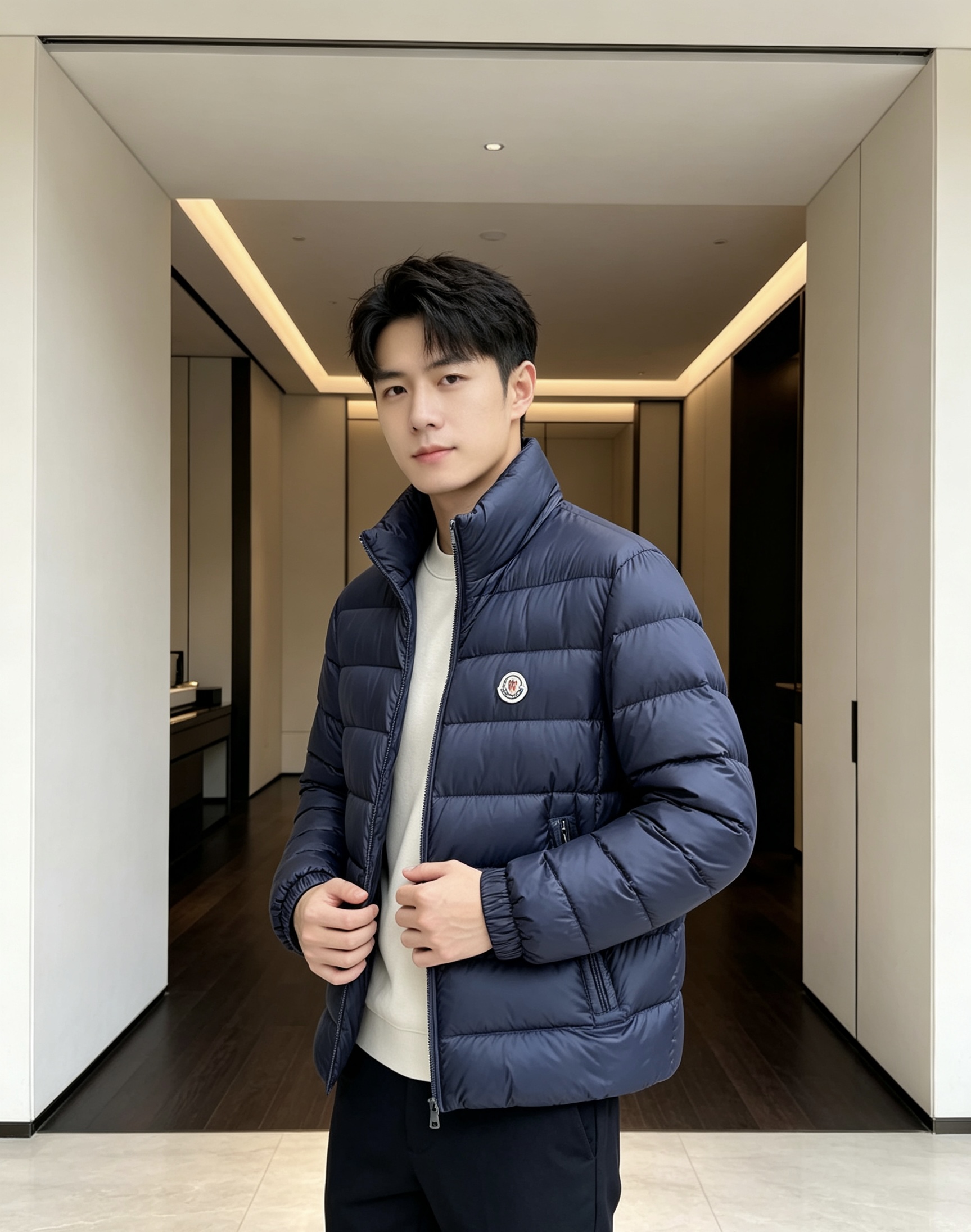 Moncler 蒙口 2026秋冬新款｜男士立领轻薄羽绒服上新 蒙口经典横条轻羽绒，藏青/黑双色齐发 极简立领防风设计，