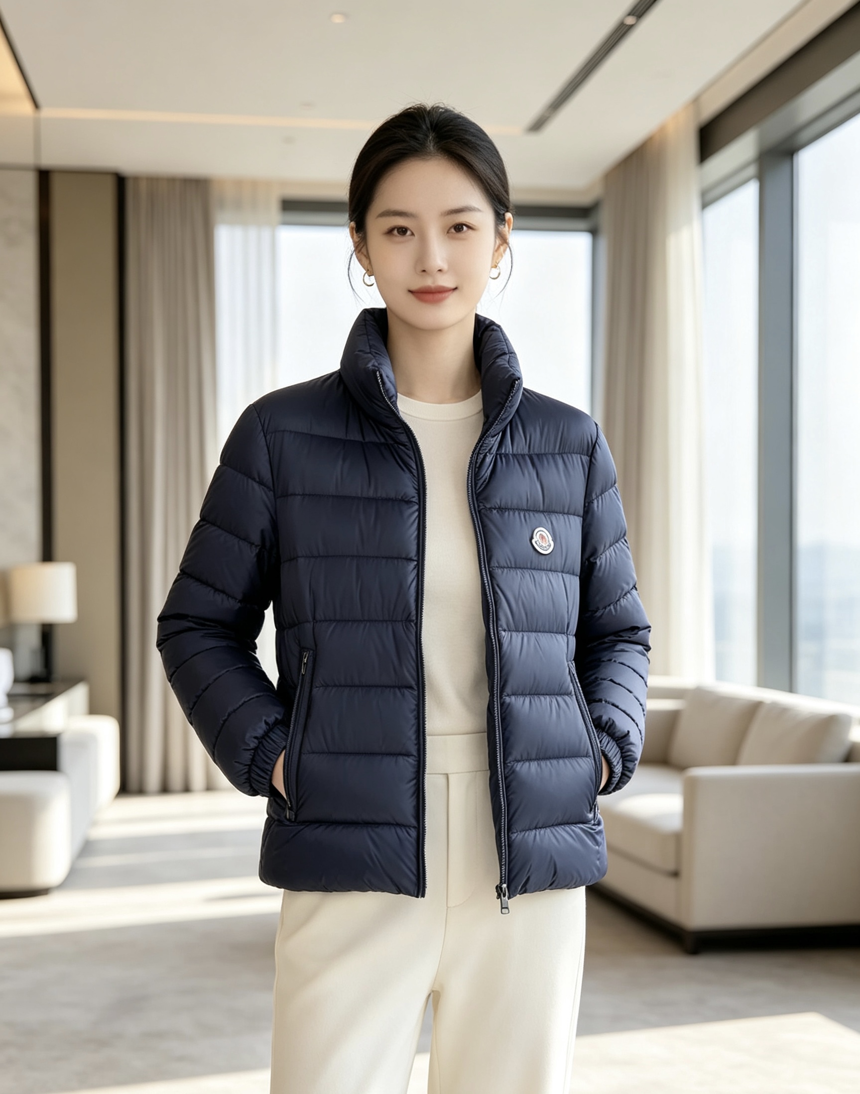 Moncler 蒙口 2026秋冬新款｜男士立领轻薄羽绒服上新 蒙口经典横条轻羽绒，藏青/黑双色齐发 极简立领防风设计，