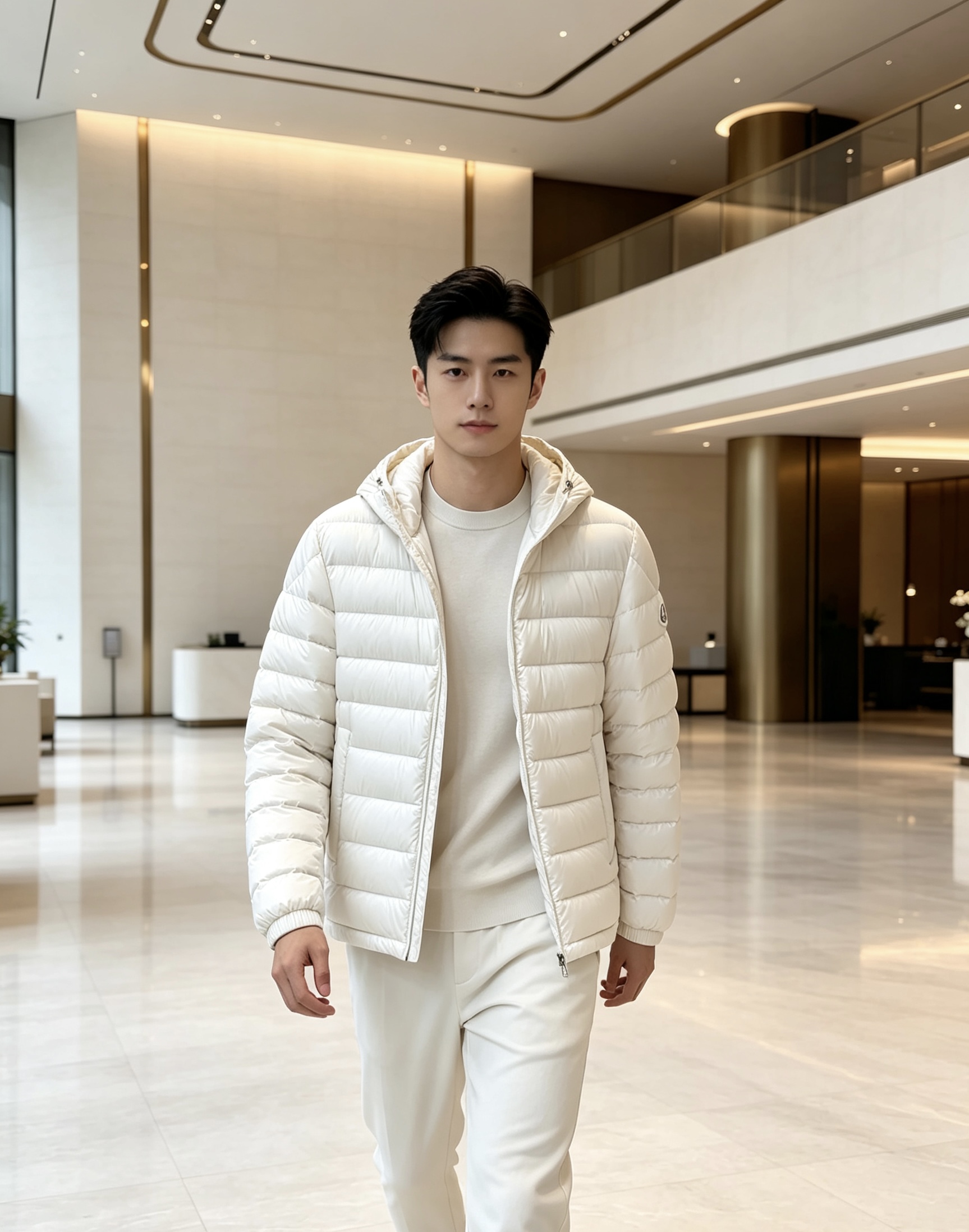 Moncler 蒙口 2026秋冬新款｜连帽轻薄横条羽绒上新 米白/藏青双色 男女都能驾驭 可调节抽绳连帽，大风天护住头