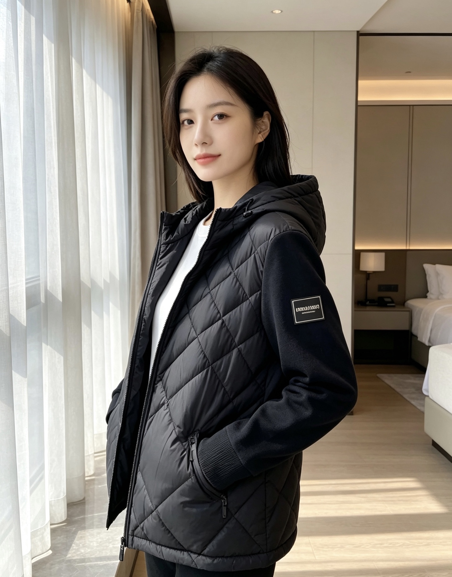 Burberry 巴宝莉 2026秋冬轻熟风菱格连帽羽绒服，菱形分格充绒，上身轻盈蓬松不压身；衣身羽绒面料搭配针织拼接衣