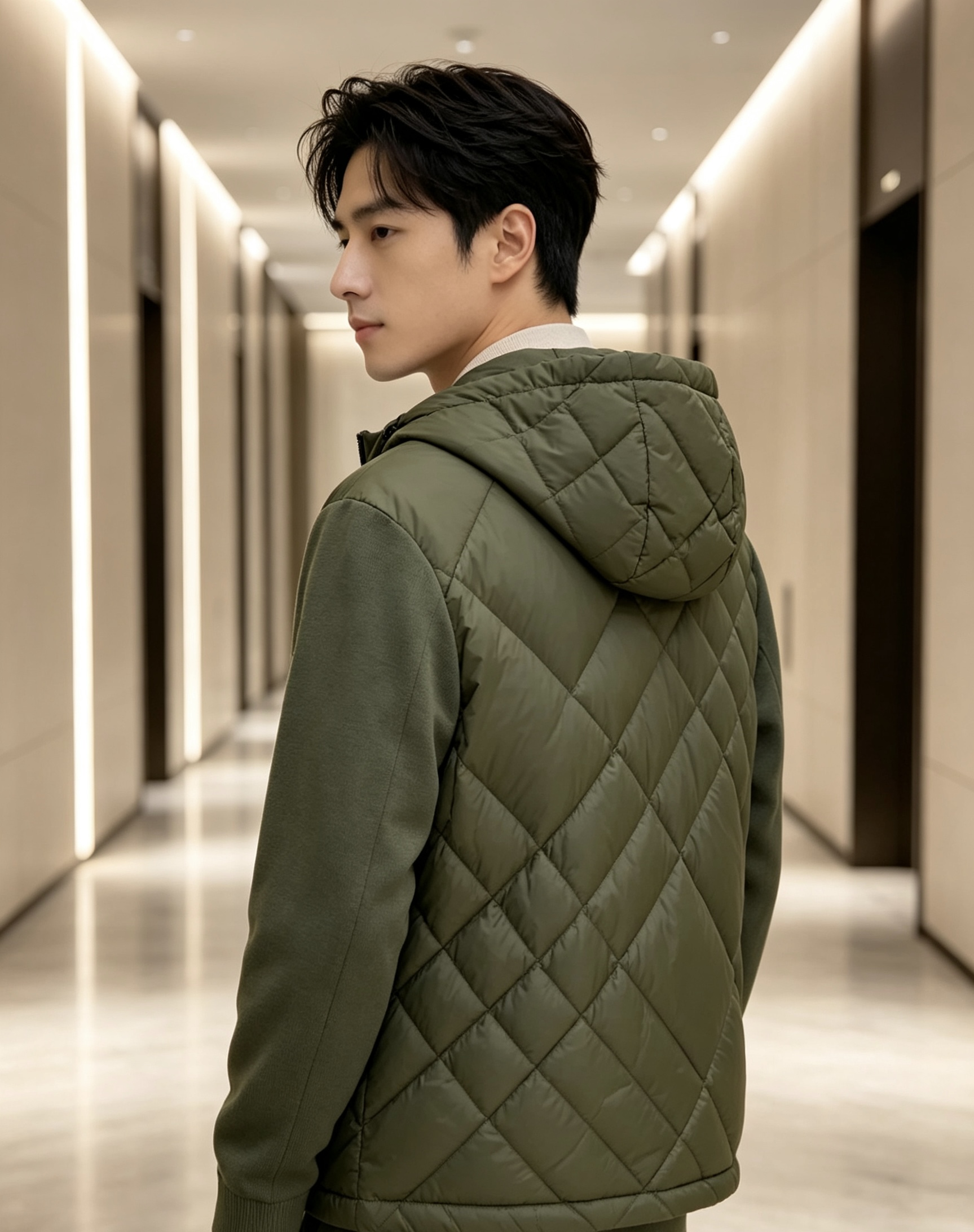 Burberry 巴宝莉 2026秋冬轻熟风菱格连帽羽绒服，菱形分格充绒，上身轻盈蓬松不压身；衣身羽绒面料搭配针织拼接衣