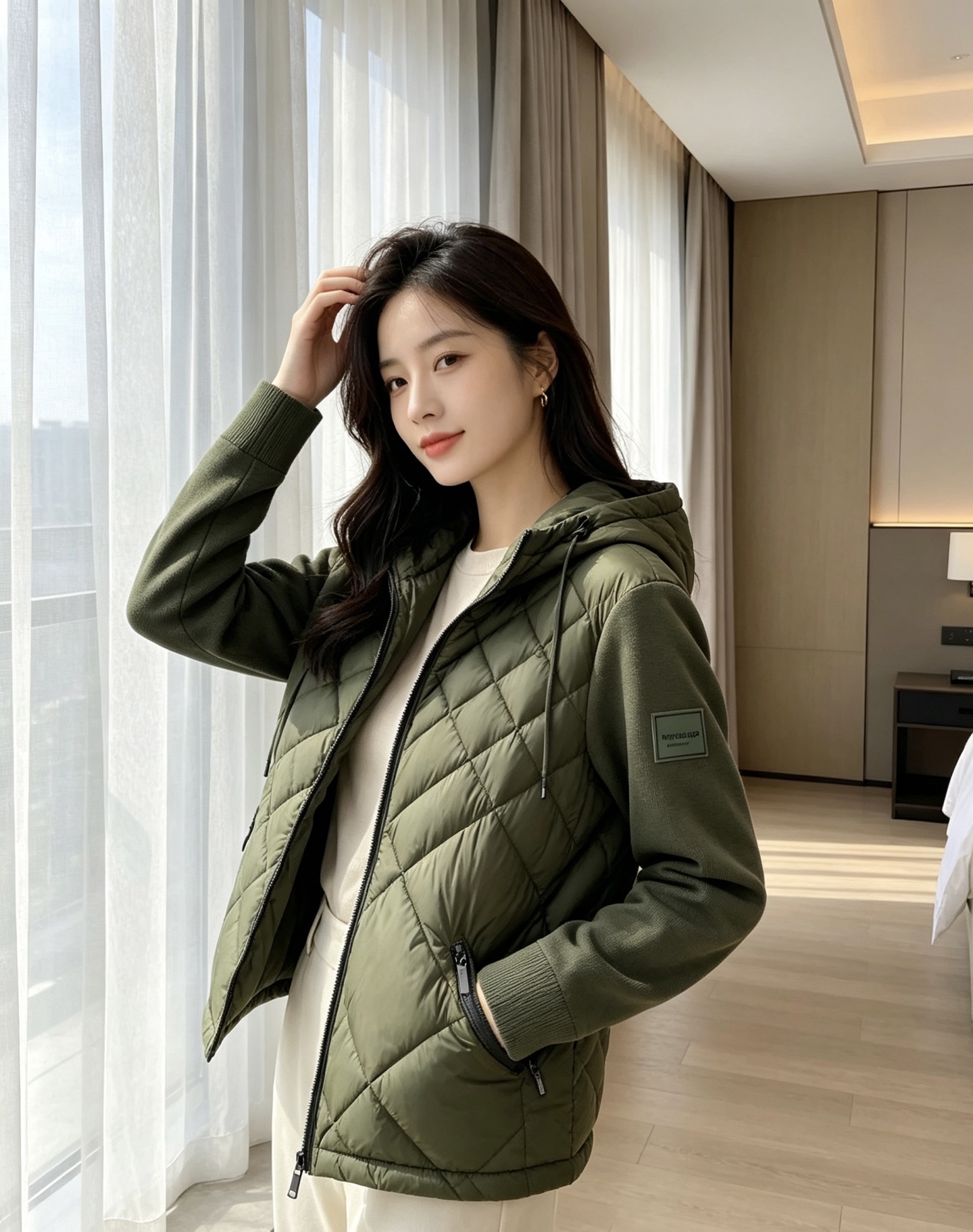 Burberry 巴宝莉 2026秋冬轻熟风菱格连帽羽绒服，菱形分格充绒，上身轻盈蓬松不压身；衣身羽绒面料搭配针织拼接衣