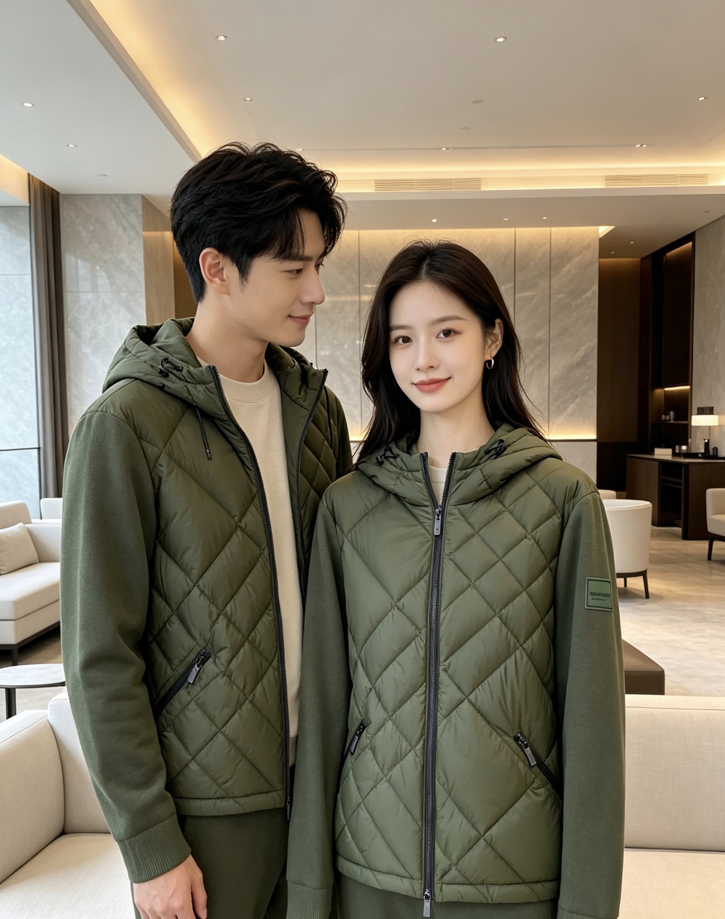 Burberry 巴宝莉 2026秋冬轻熟风菱格连帽羽绒服，菱形分格充绒，上身轻盈蓬松不压身；衣身羽绒面料搭配针织拼接衣