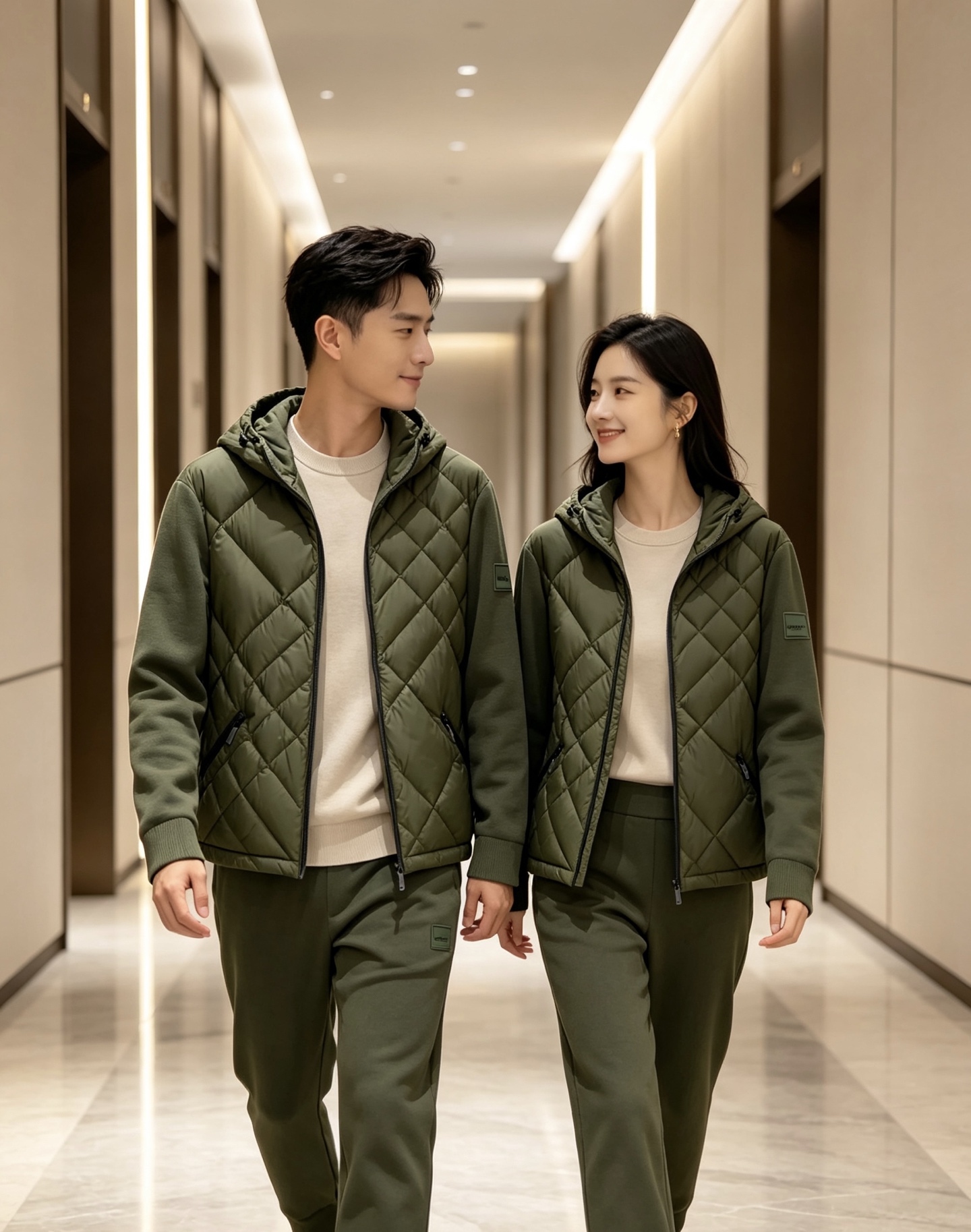 Burberry 巴宝莉 2026秋冬轻熟风菱格连帽羽绒服，菱形分格充绒，上身轻盈蓬松不压身；衣身羽绒面料搭配针织拼接衣