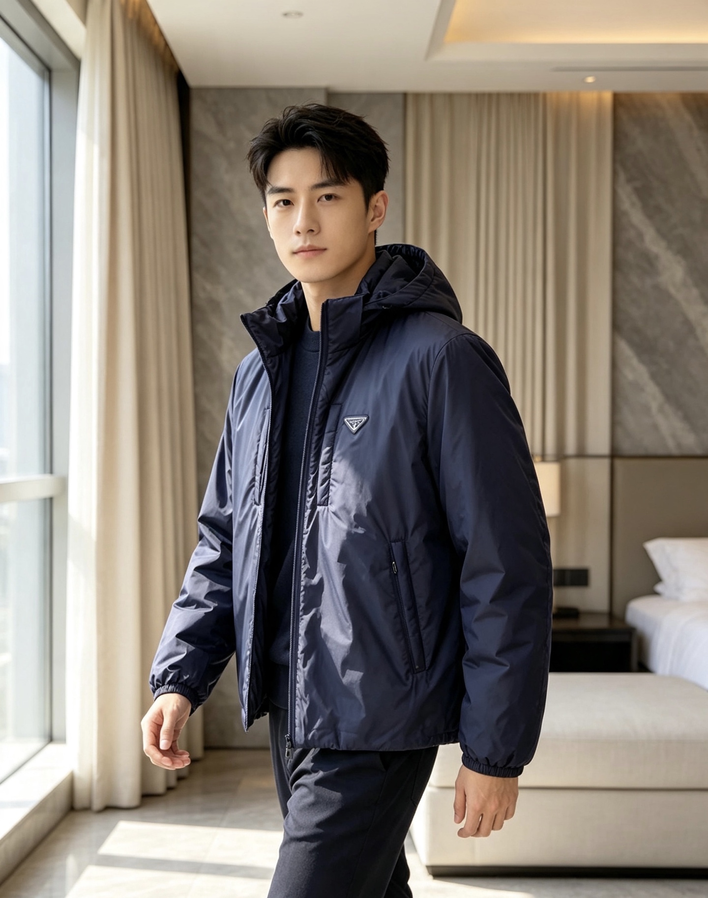 Prada 普拉达 2026秋冬新款连帽轻薄羽绒服,90白鸭绒填充,轻便柔和不压身 防水防风顺滑面料,经典三角标简约大气 Prada 普拉达 2026秋冬新款连帽轻薄羽绒服,90白鸭绒填充,轻便柔和不压身 防水防风顺滑面料,经典三角标简约大气