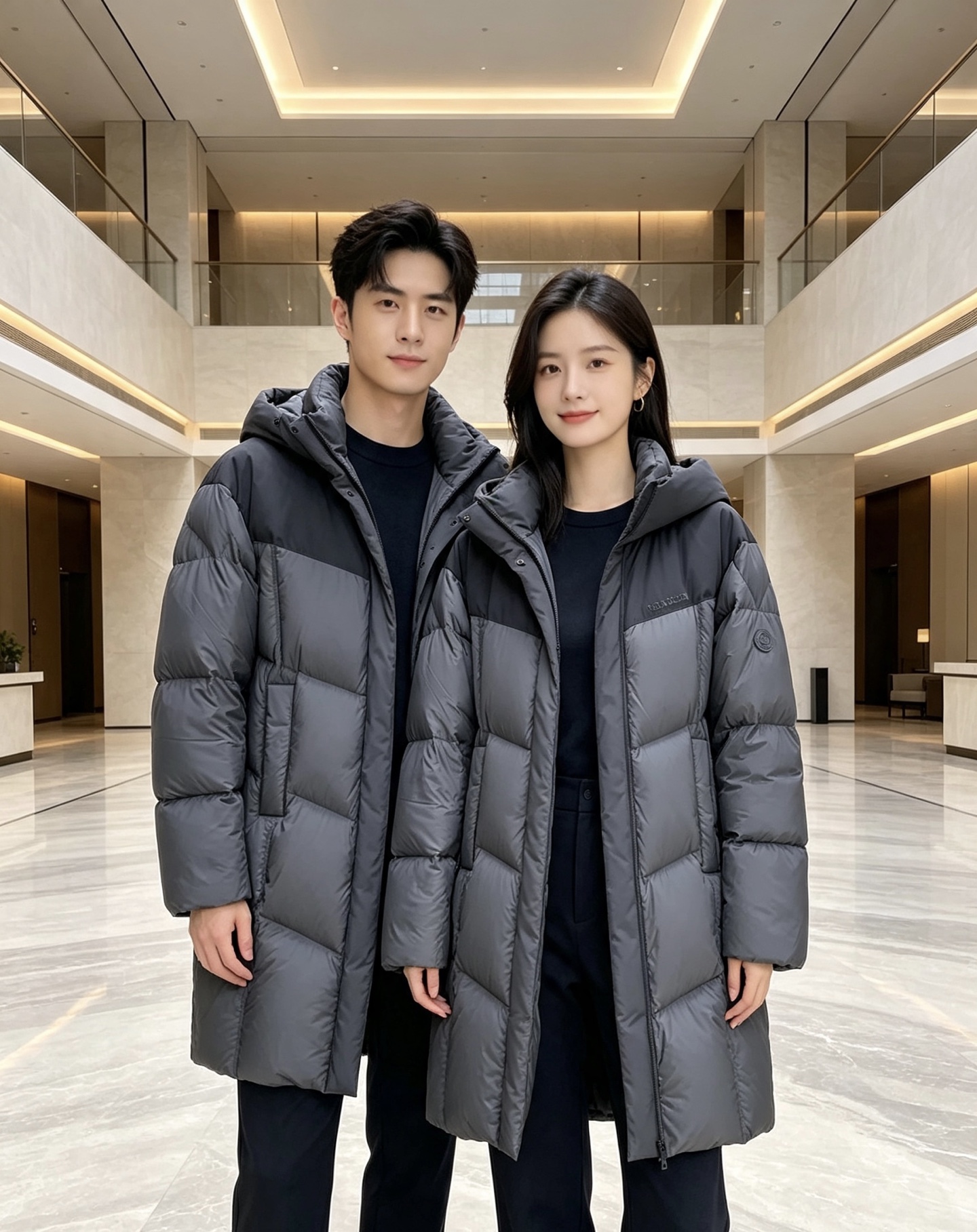 Moncler 蒙口 2026秋冬拼色连帽中长款羽绒服 黑灰撞色拼接设计,大方格分段充绒,蓬松饱满,锁绒不跑棉 立体加大 Moncler 蒙口 2026秋冬拼色连帽中长款羽绒服 黑灰撞色拼接设计,大方格分段充绒,蓬松饱满,锁绒不跑棉 立体加大
