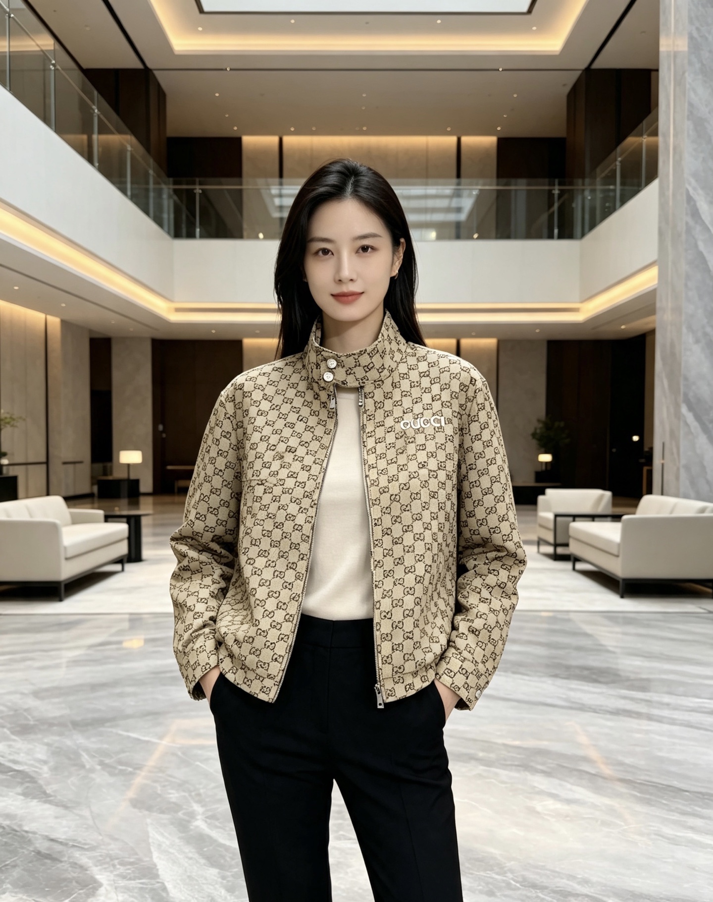 Gucci|古驰 2026秋冬新款立领羽绒服 经典GG老花满印面料,胸前精致品牌刺绣 配套原版定制五金,做工细节到位 立 Gucci|古驰 2026秋冬新款立领羽绒服 经典GG老花满印面料,胸前精致品牌刺绣 配套原版定制五金,做工细节到位 立