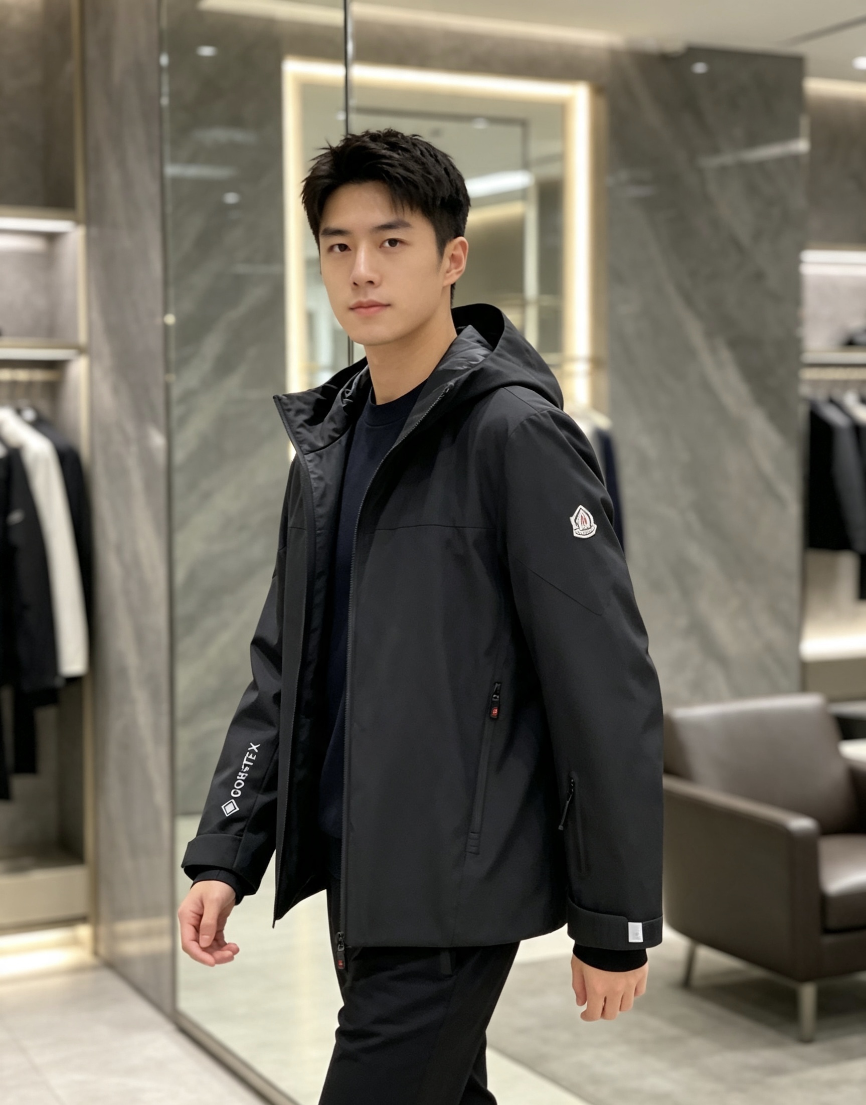 Moncler 蒙口 2026秋冬新款GORE‑TEX连帽羽绒服冲锋衣，90新国标白鸭绒，全套原版五金辅料，压胶防水拉链