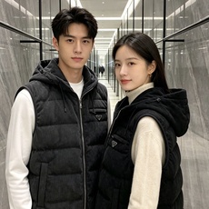 Prada 普拉达 2026秋冬新款连帽灯芯绒羽绒马甲 填充90新国标白鸭绒,蓬松饱满保暖性出众 原版定制五金辅料,三角 Prada 普拉达 2026秋冬新款连帽灯芯绒羽绒马甲 填充90新国标白鸭绒,蓬松饱满保暖性出众 原版定制五金辅料,三角