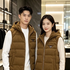 Prada 普拉达 2026秋冬新款连帽灯芯绒羽绒马甲 填充90新国标白鸭绒,蓬松饱满保暖性出众 原版定制五金辅料,三角 Prada 普拉达 2026秋冬新款连帽灯芯绒羽绒马甲 填充90新国标白鸭绒,蓬松饱满保暖性出众 原版定制五金辅料,三角