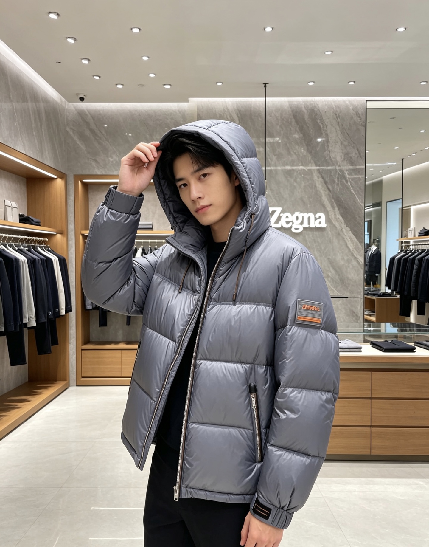 Zegna 杰尼亚 2026秋冬新款连帽羽绒服，甄选90新国标白鸭绒填充，绒朵饱满，御寒锁温。全套原版五金辅料，拉链、抽