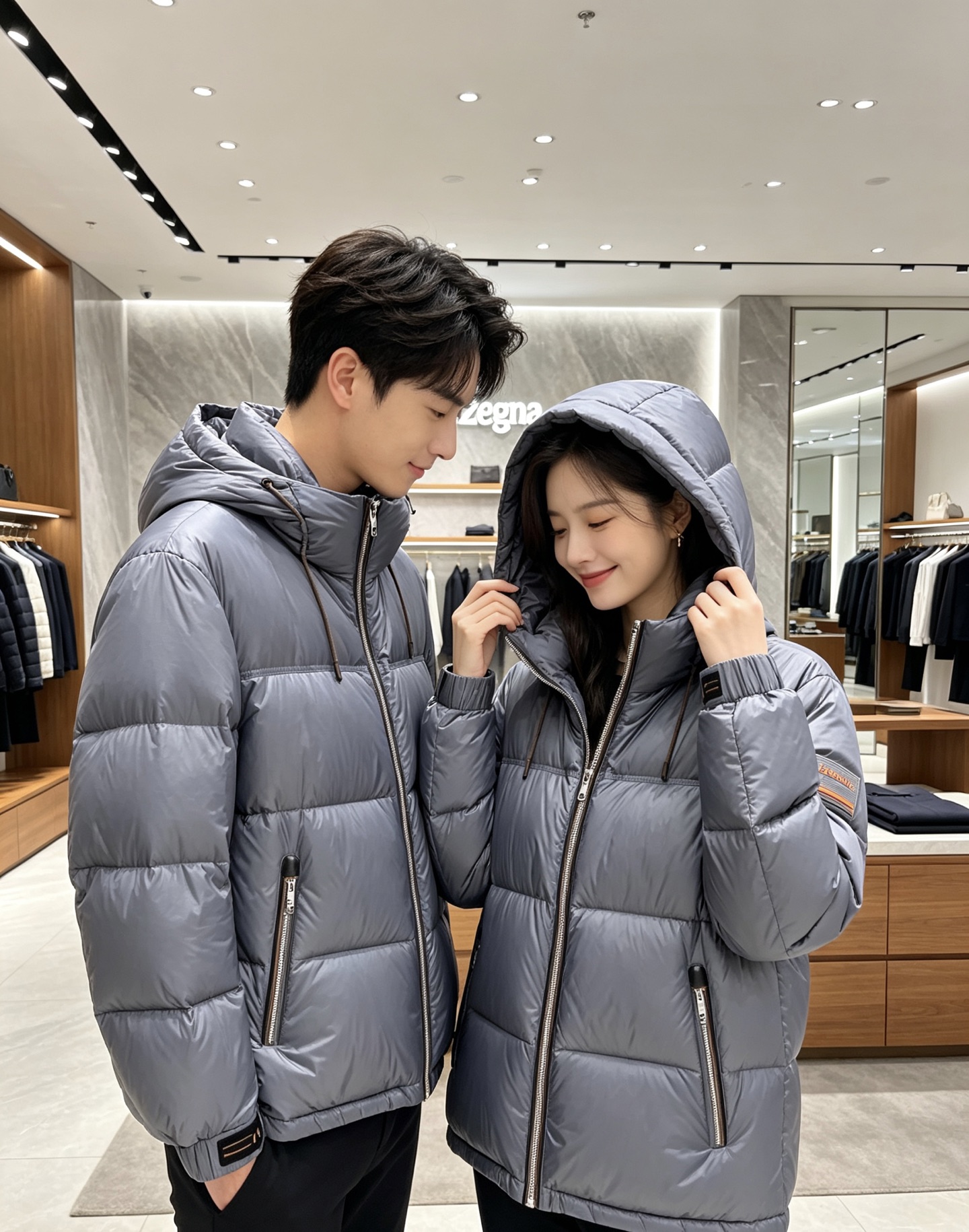 Zegna 杰尼亚 2026秋冬新款连帽羽绒服，甄选90新国标白鸭绒填充，绒朵饱满，御寒锁温。全套原版五金辅料，拉链、抽