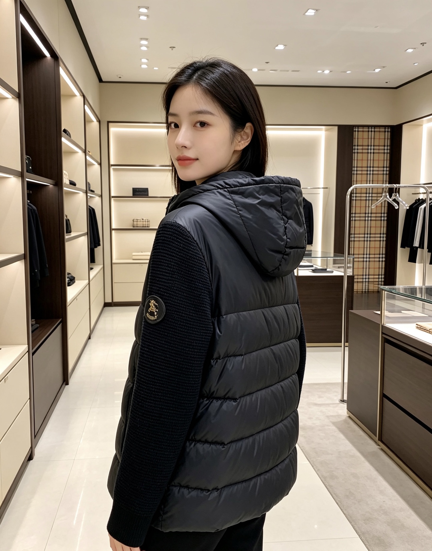 Burberry 巴宝莉 2026秋冬新款针织拼接连帽羽绒服,采用90新国标白鸭绒填充,绒朵蓬松,御寒保暖。全套原版五金 Burberry 巴宝莉 2026秋冬新款针织拼接连帽羽绒服,采用90新国标白鸭绒填充,绒朵蓬松,御寒保暖。全套原版五金