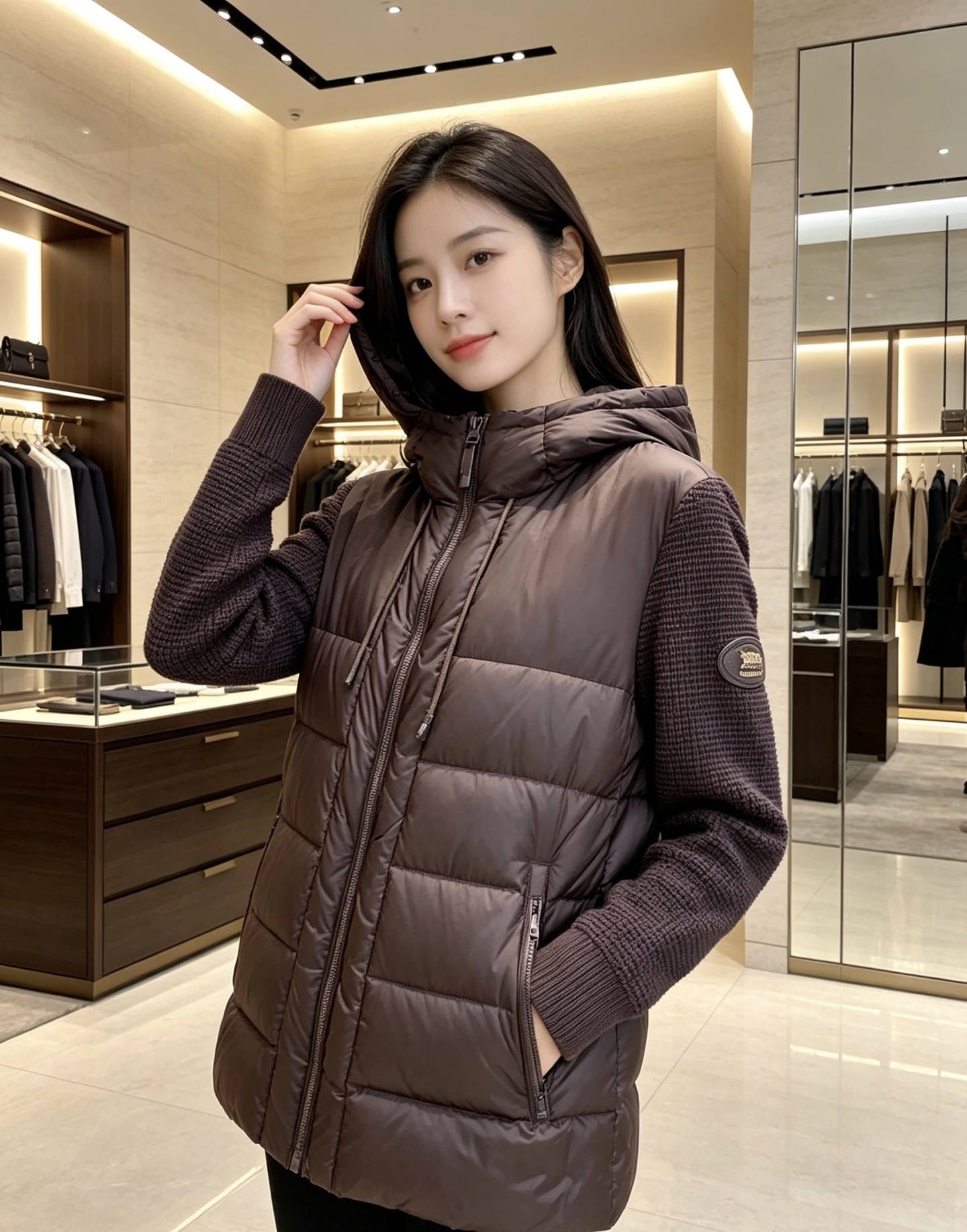 Burberry 巴宝莉 2026秋冬新款针织拼接连帽羽绒服,采用90新国标白鸭绒填充,绒朵蓬松,御寒保暖。全套原版五金 Burberry 巴宝莉 2026秋冬新款针织拼接连帽羽绒服,采用90新国标白鸭绒填充,绒朵蓬松,御寒保暖。全套原版五金