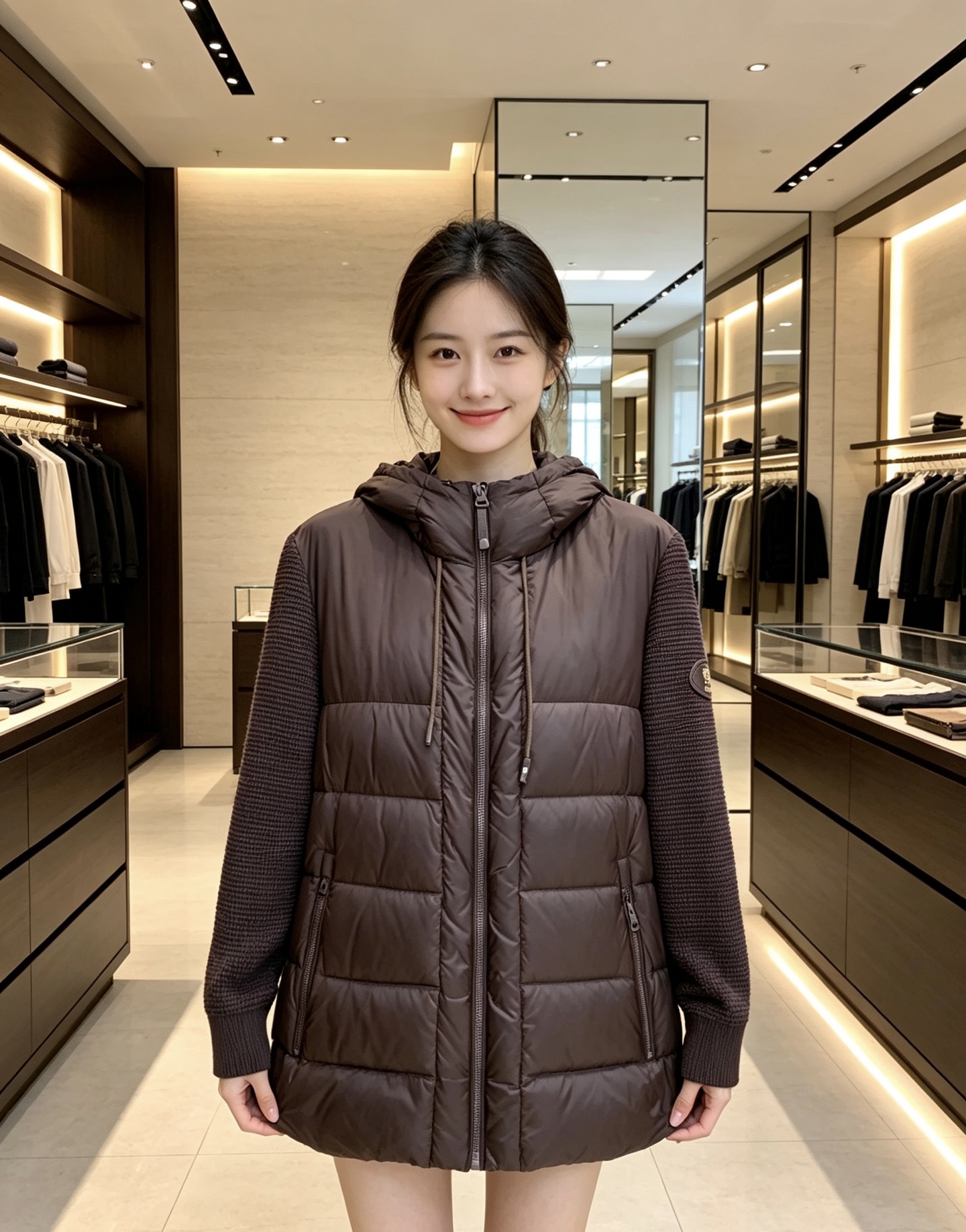 Burberry 巴宝莉 2026秋冬新款针织拼接连帽羽绒服,采用90新国标白鸭绒填充,绒朵蓬松,御寒保暖。全套原版五金 Burberry 巴宝莉 2026秋冬新款针织拼接连帽羽绒服,采用90新国标白鸭绒填充,绒朵蓬松,御寒保暖。全套原版五金