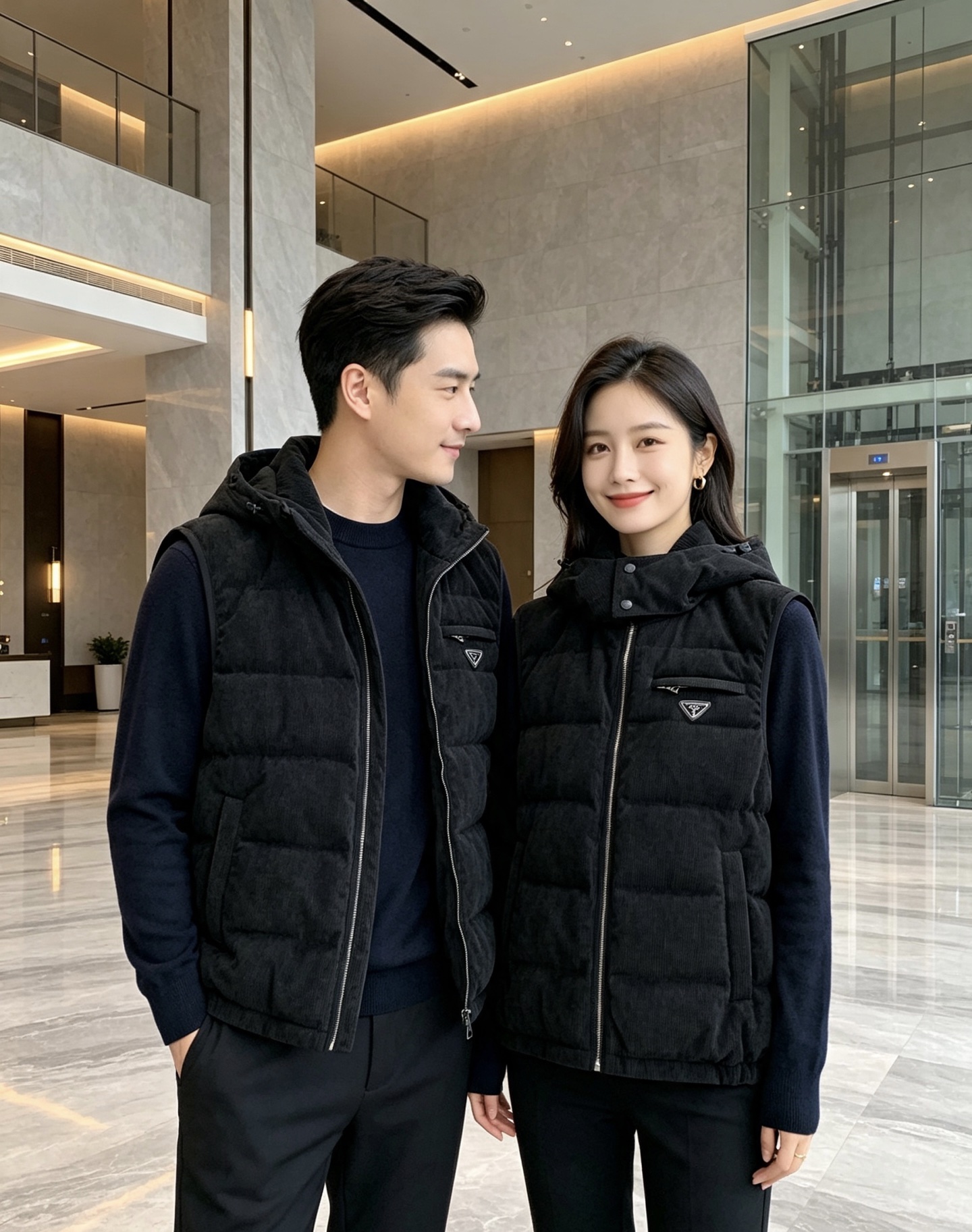 Prada 普拉达 2026秋冬新款连帽灯芯绒羽绒马甲 填充90新国标白鸭绒,蓬松饱满保暖性出众 原版定制五金辅料,三角 Prada 普拉达 2026秋冬新款连帽灯芯绒羽绒马甲 填充90新国标白鸭绒,蓬松饱满保暖性出众 原版定制五金辅料,三角